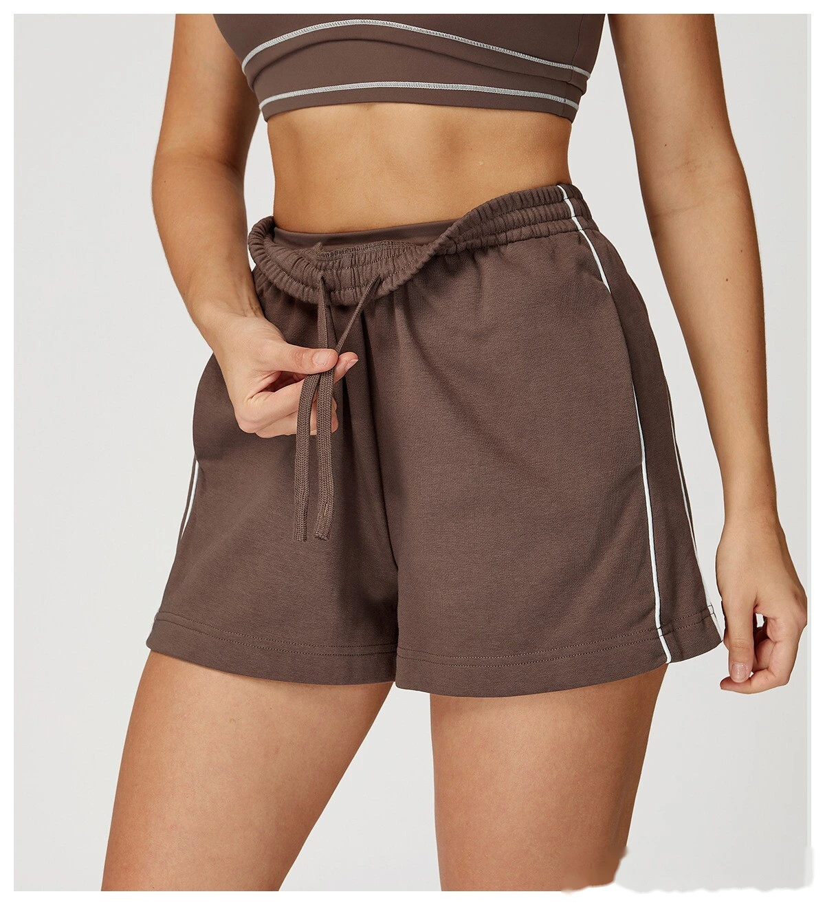 Customized contrast sports shorts, high waist, loose pocket pants, outdoor leisure and comfortable shorts. - allni detail