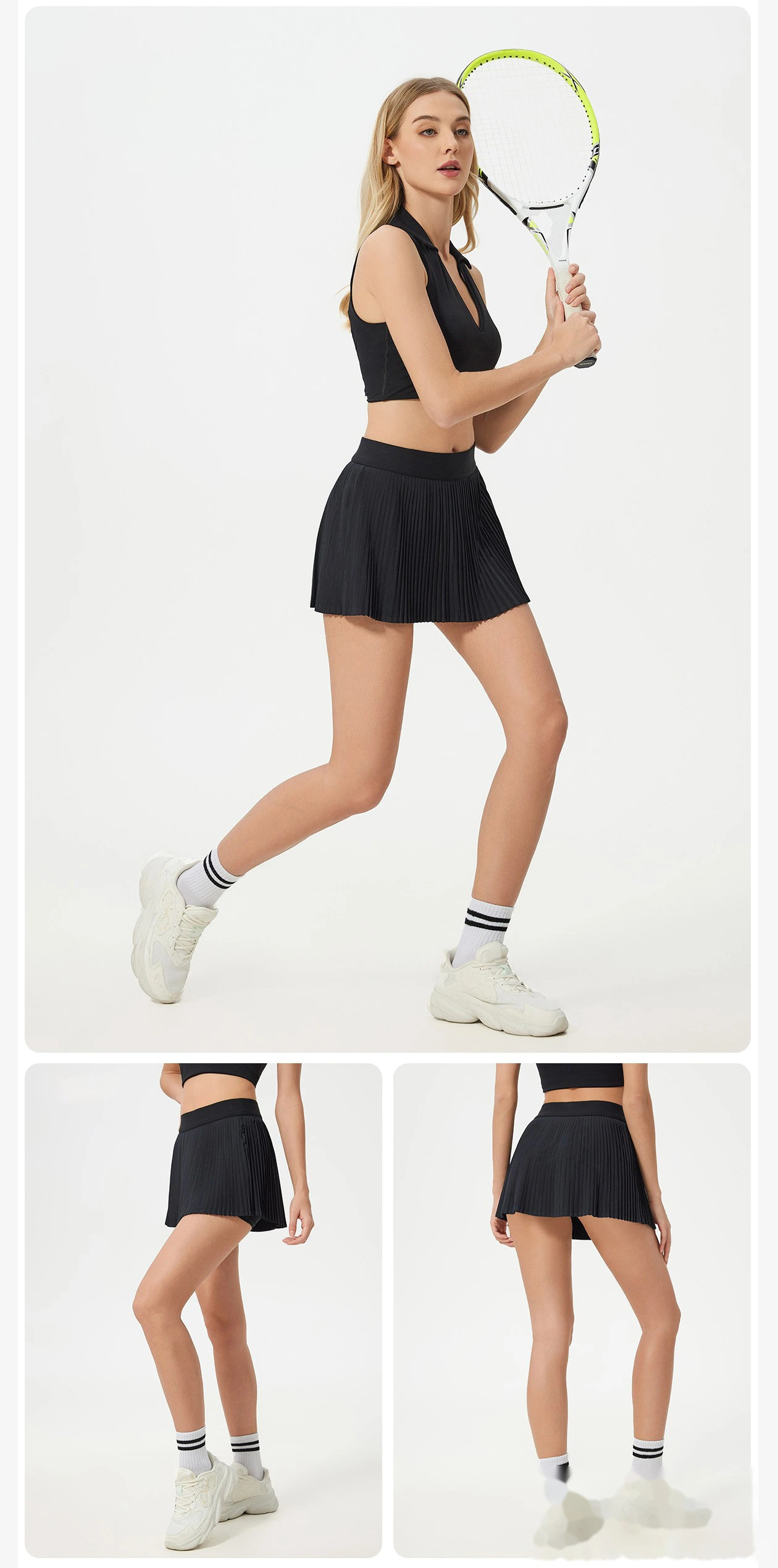 Customized yoga fitness overskirt soft and stylish anti-exposure two-piece tennis skirt detail