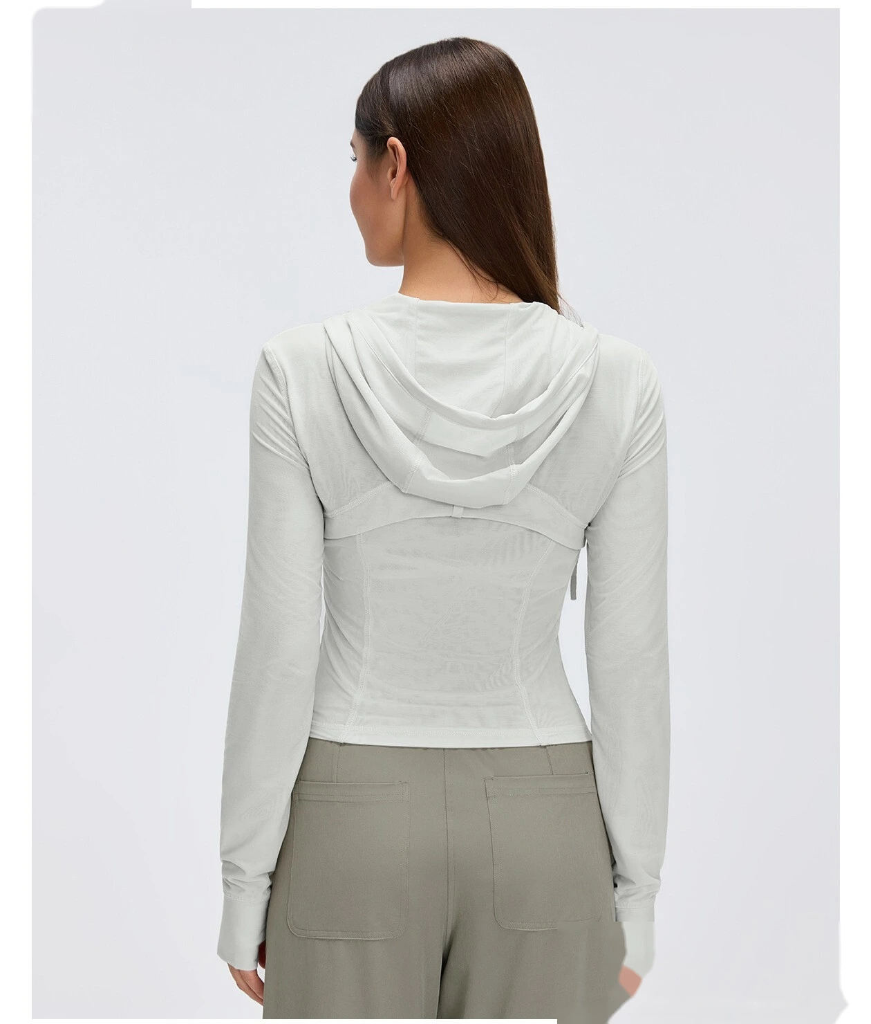 Custom Breathable Mesh Yoga Jacket - Women's Slimming Hooded Full-Zip Running Workout Fitness Jacket detail