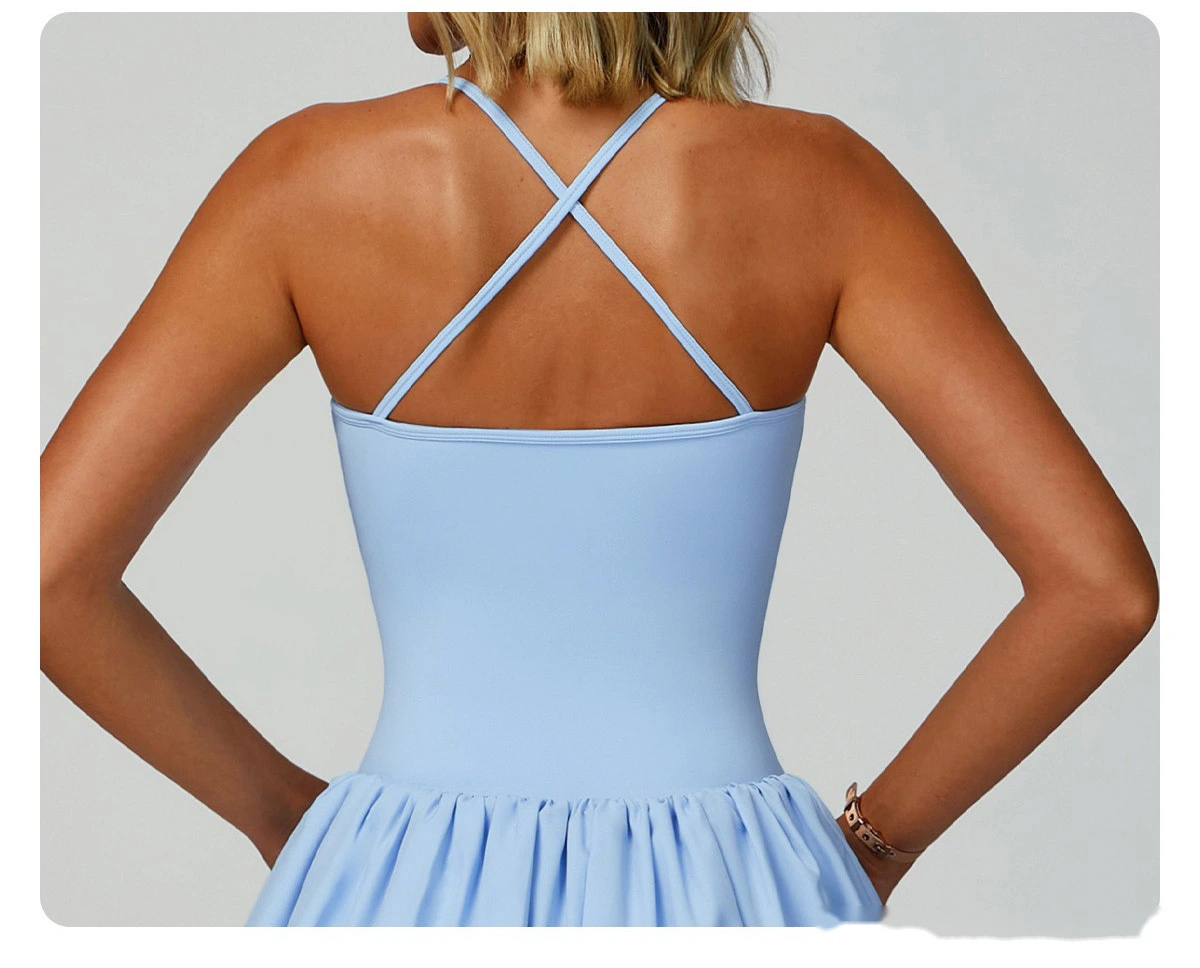 Customized cross-back tennis skirt anti-exposure sports skirt casual running sports dress detail