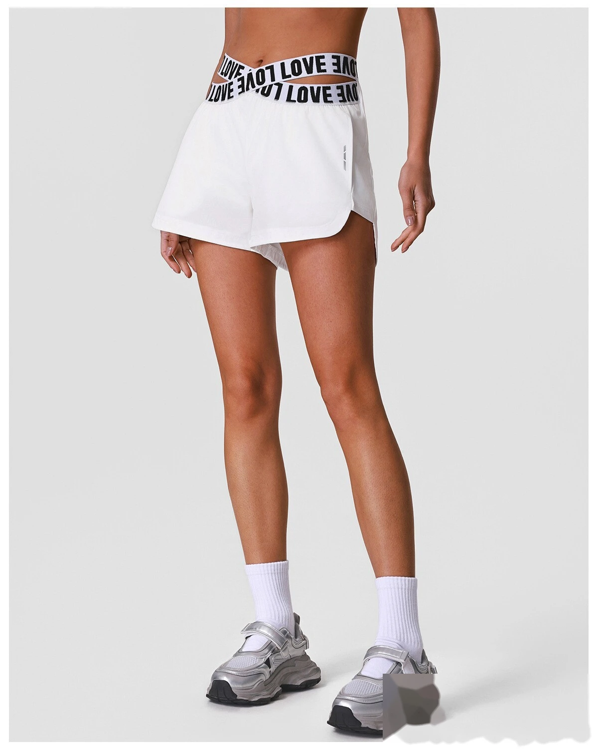 Summer Quick Dry Sports Shorts, Letter Webbing Elastic Lined Workout Yoga Shorts With Pocket detail