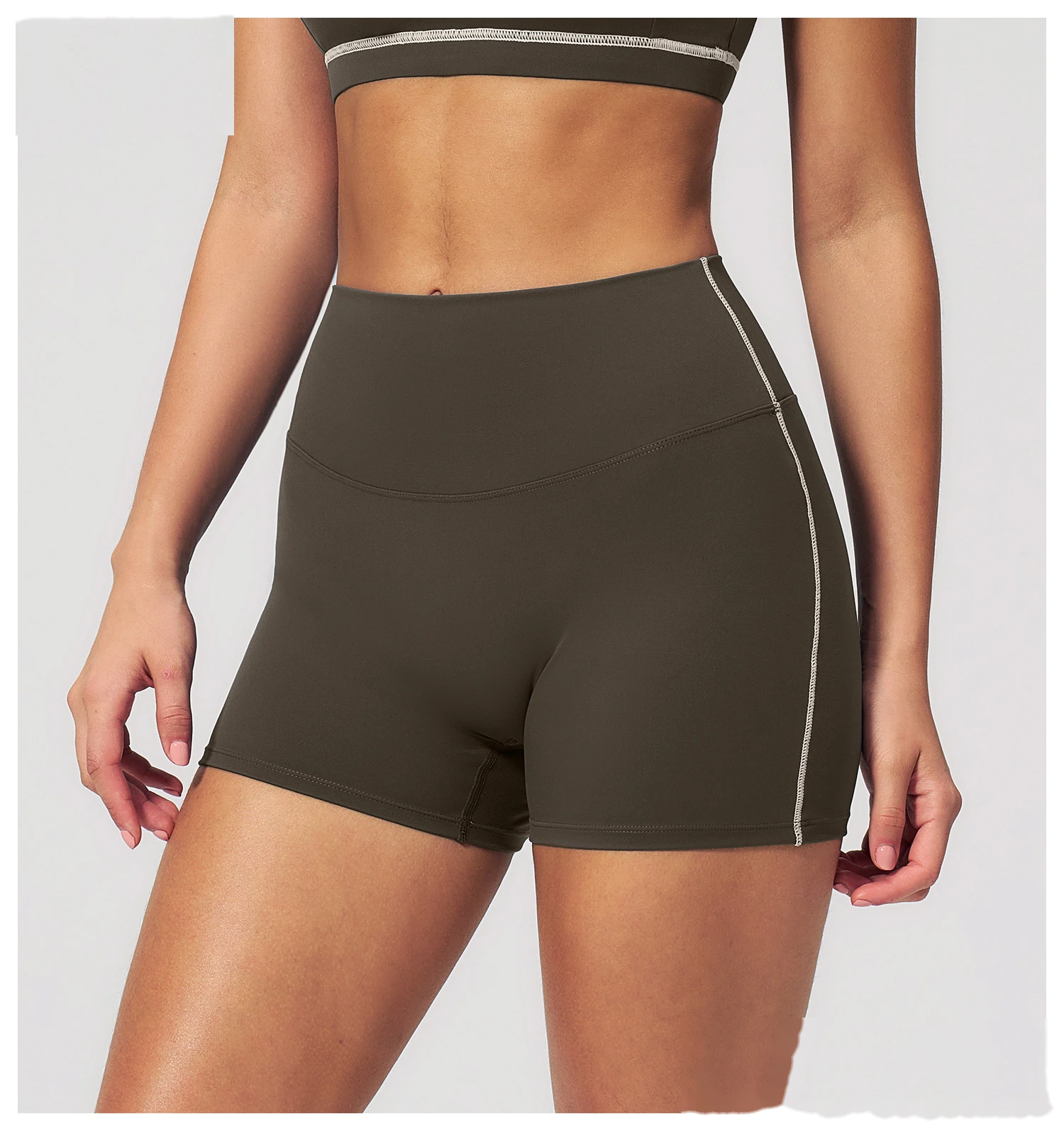 High Waist Peach Hip Naked Feel Yoga Shorts, Elastic Tight Sports Fitness Yoga Short Outfit for Women detail