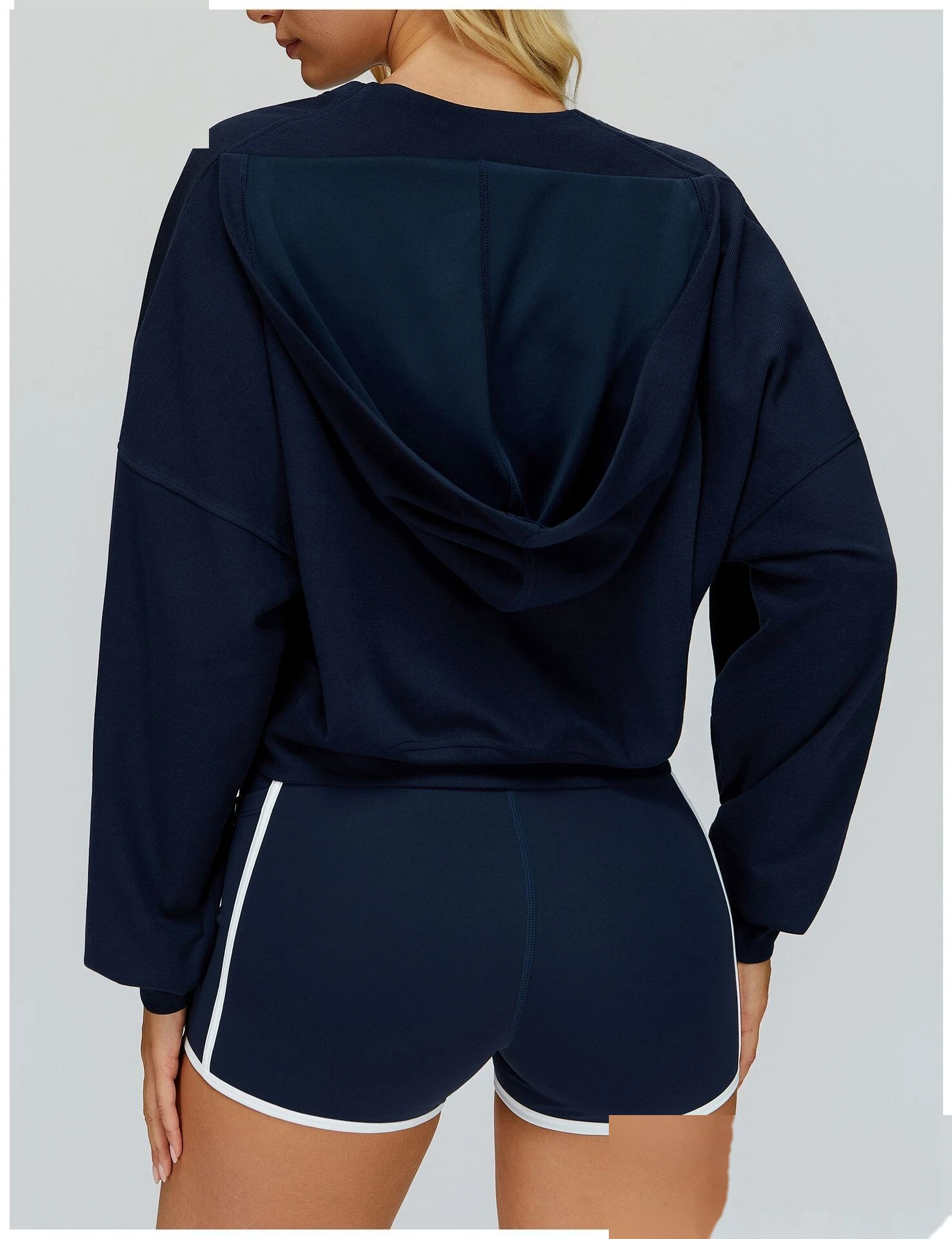 Windproof Hooded Sweatshirt, Women's/Loose Fit Workout Outerwear detail
