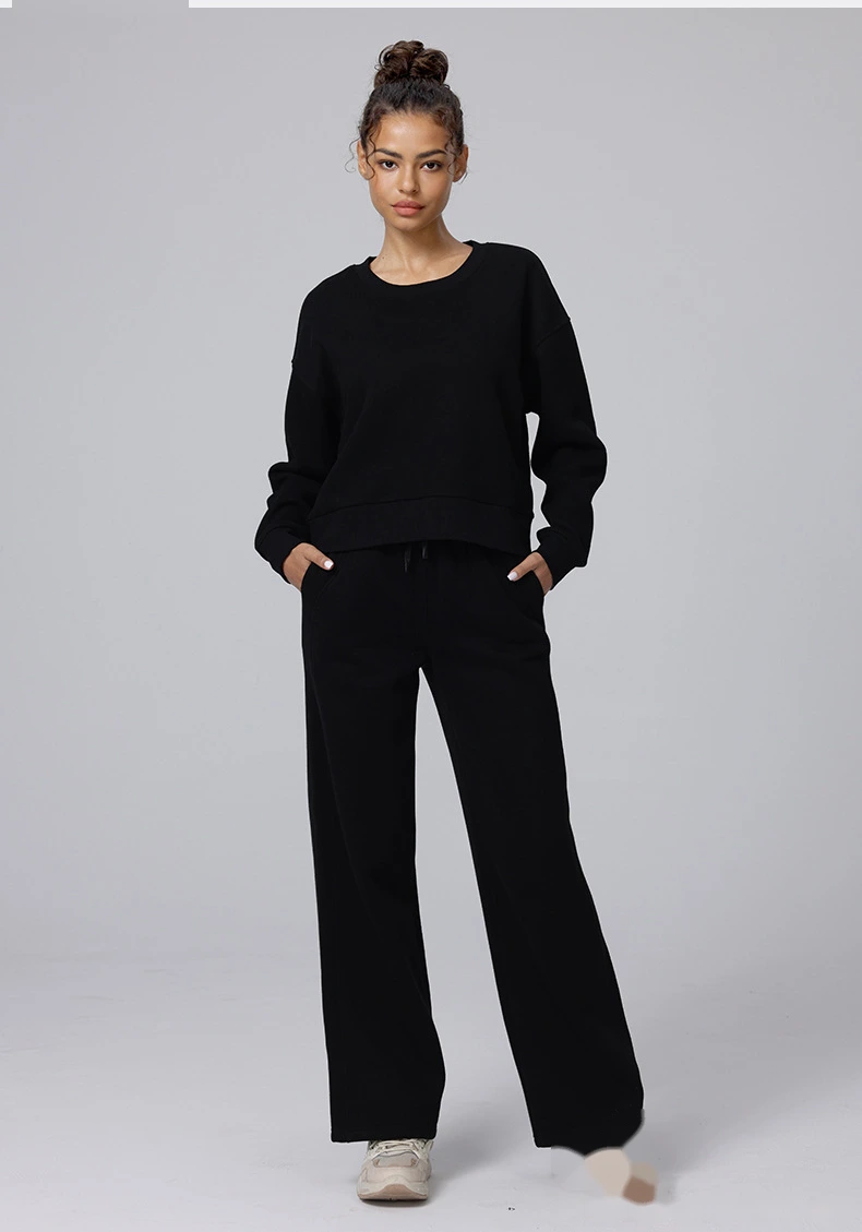 Custom autumn and winter high waist yoga pants casual straight wide-leg pants running plus velvet sports pants women detail