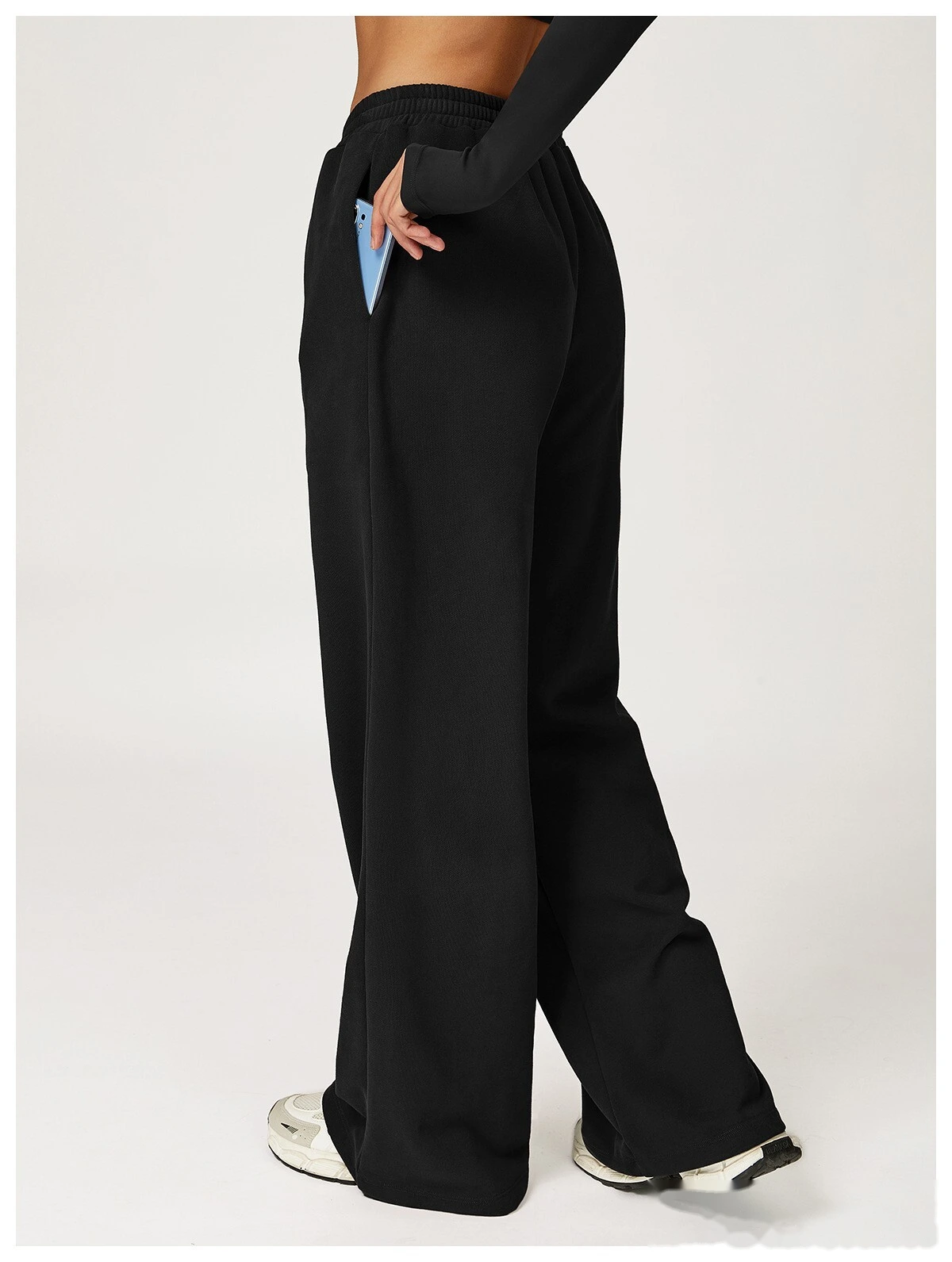 Customized autumn and winter high waist pants wide-leg pants loose outdoor leisure sports running pants detail