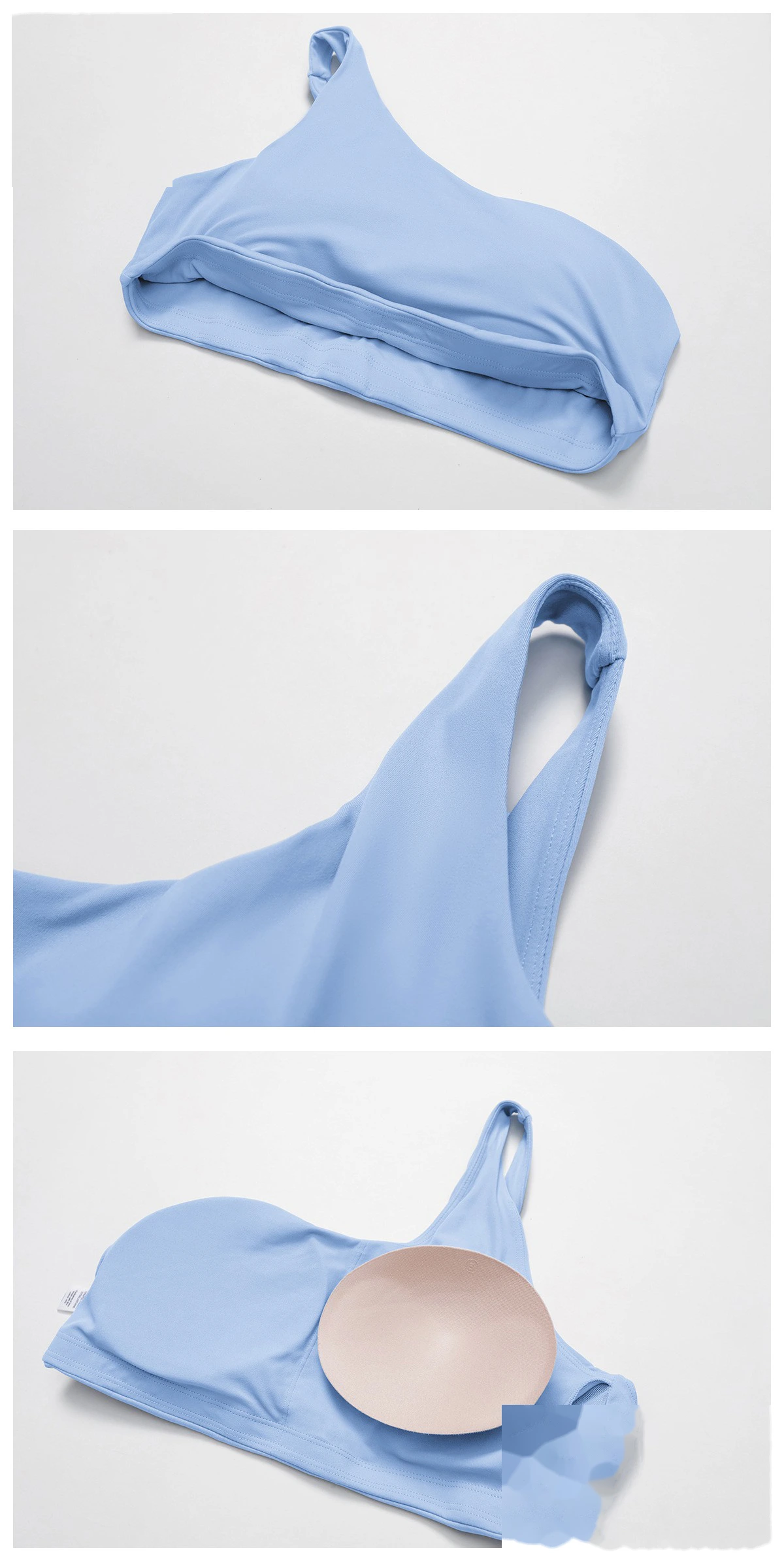 Yoga bra with irregular suspenders, quick-drying underwear, oblique one-shoulder sports bra. detail