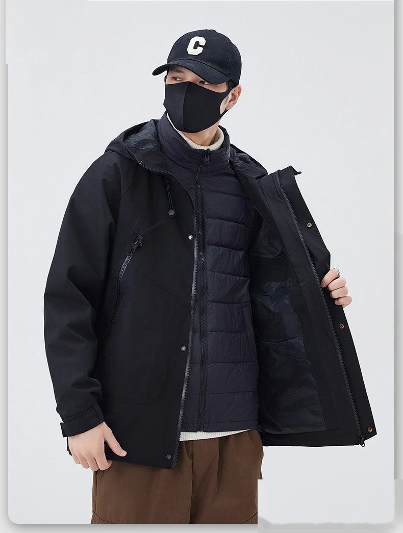 Customized jacket down three-in-one men's windproof waterproof fleece liner coat mountaineering suit detail