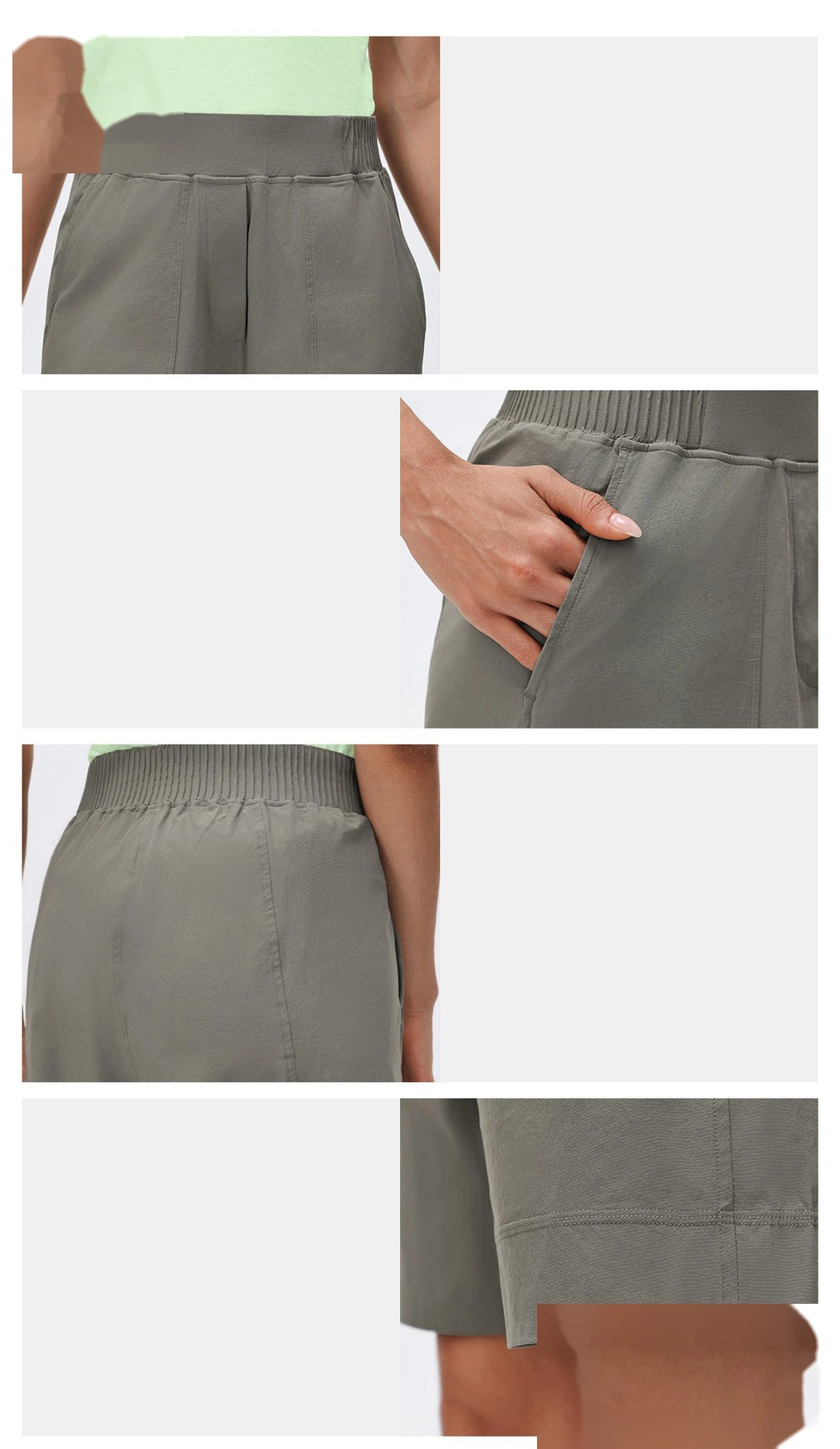Bulk Custom Women's Sports Mid-Shorts - High-Waisted Lightweight Loose Straight Breathable Running Fitness Pants detail