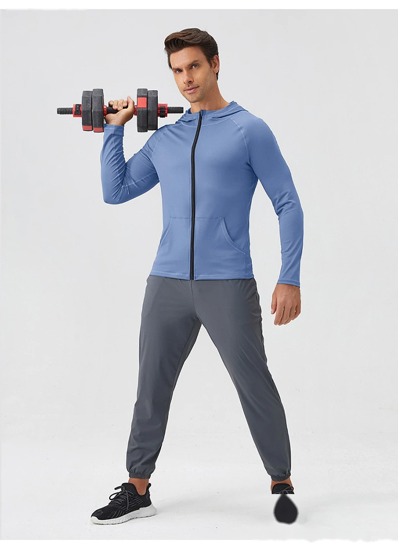 Customized fitness clothes long sleeve quick-drying running men's coat for autumn and winter sports detail