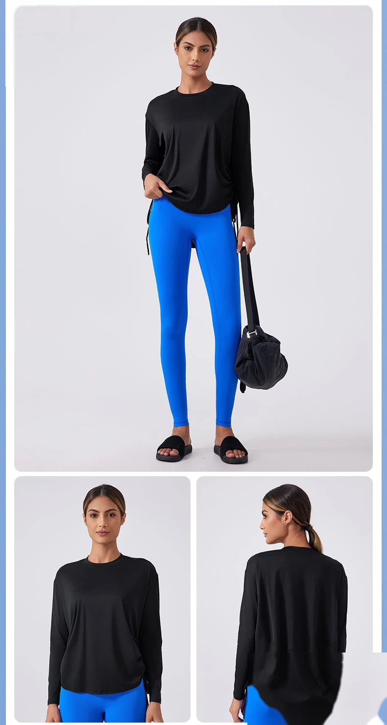 Yoga clothes top female nude loose long-sleeved T-shirt quick-drying breathable training running fitness clothes detail