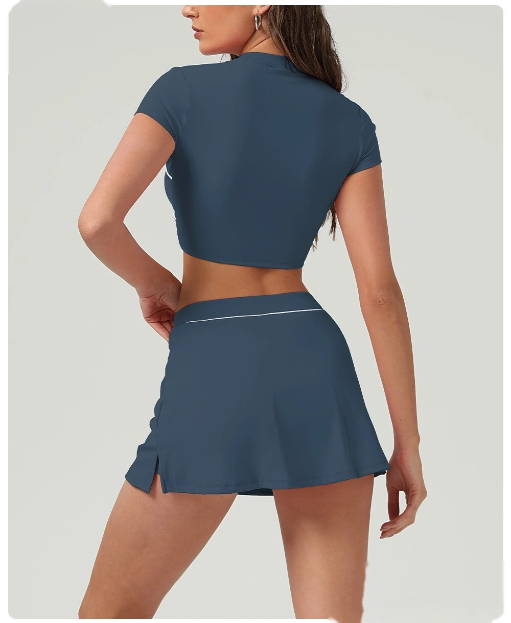 Customized running skirt with slim hips and crossed waist yoga skirt and tennis skirt. detail