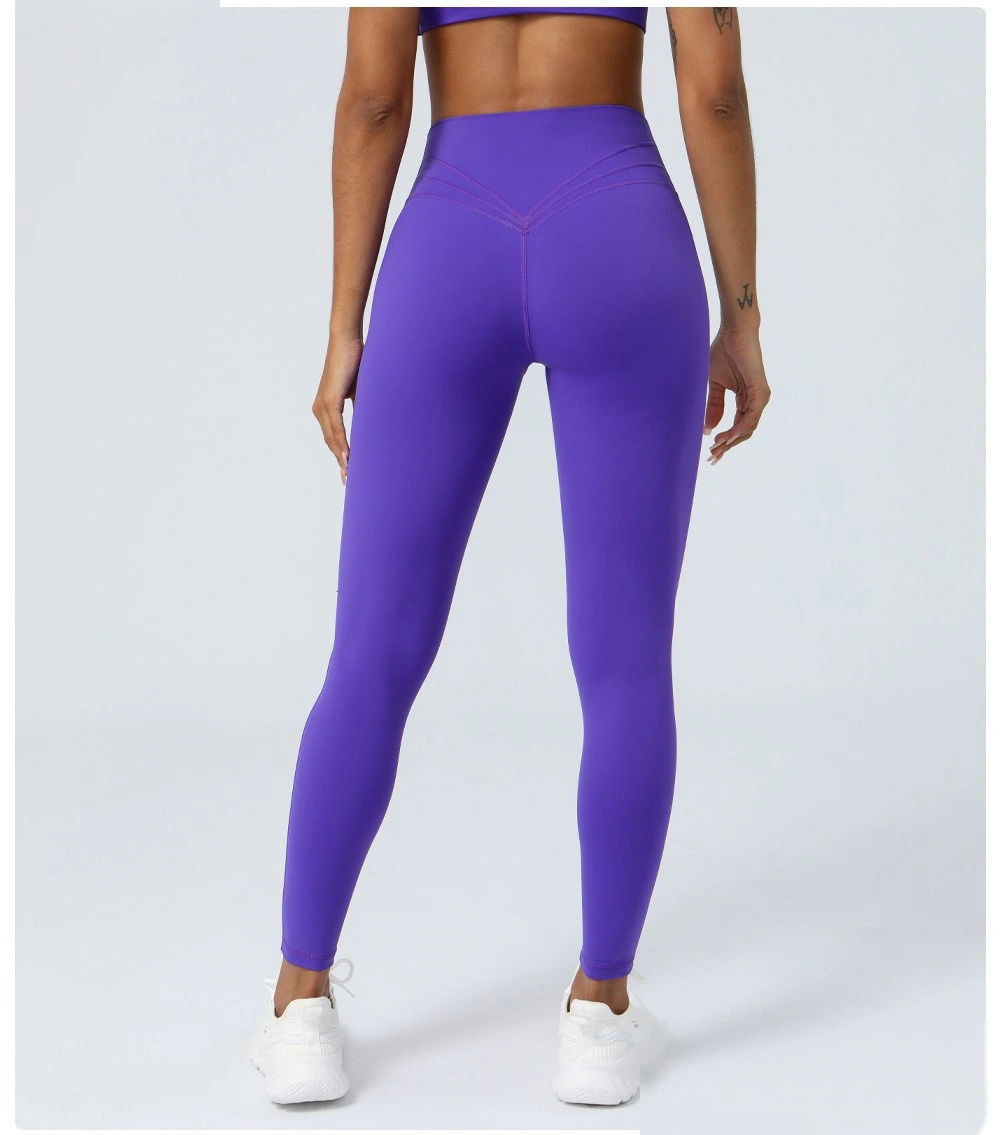 Custom nude yoga T-free embarrassing line fitness pants sports hip pants detail