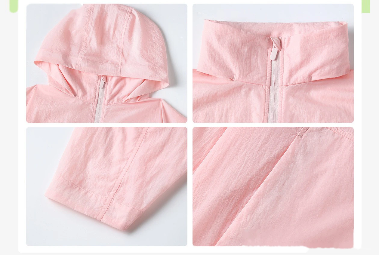 Customized summer ice hooded sunscreen clothing waterproof quick-drying breathable UV skin coat for women. detail