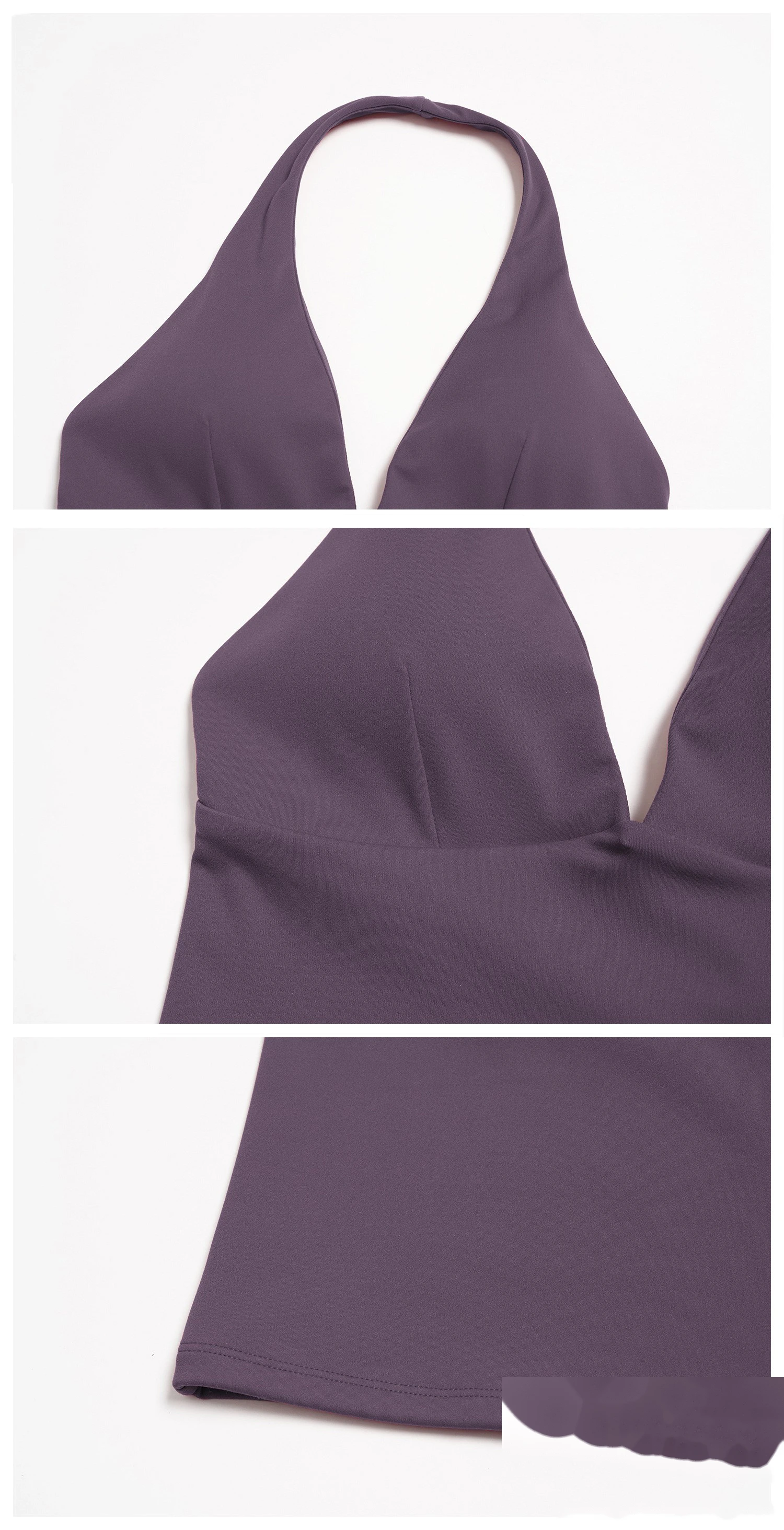 Women’s Custom Yoga Tank Top with Built-in Bra Pad Halter Backless High Stretch Yoga Set detail
