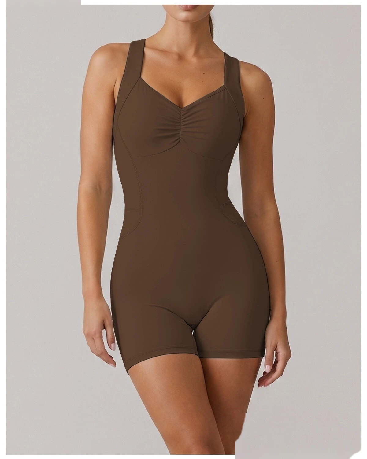 Custom European American Cross Back Shaping Jumpsuit, Sleeveless Waist & Hip Lifting Summer Yoga Bodysuit detail