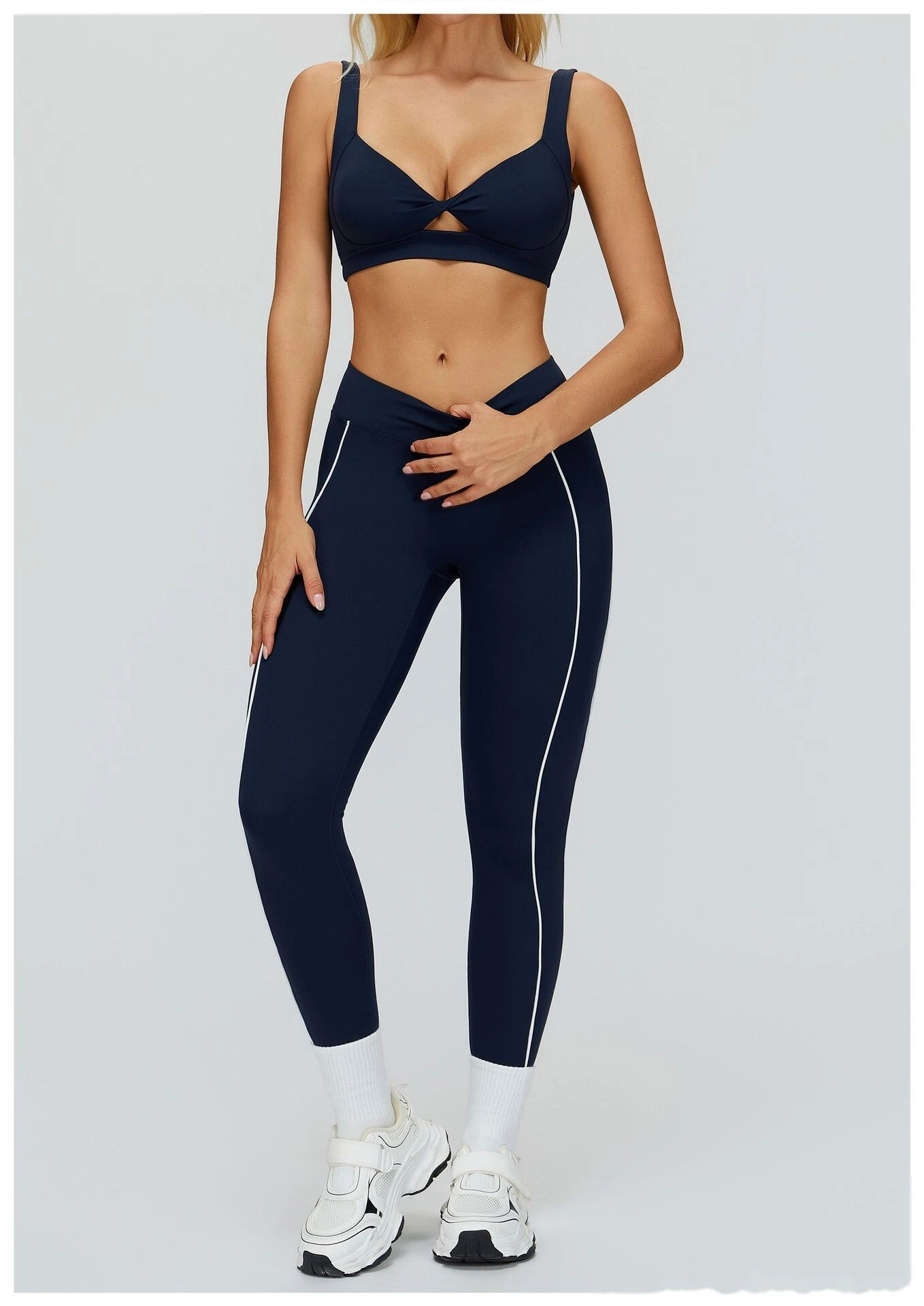 Custom Women’s Naked-Feel Tight Yoga Pants - Color Block High-Waisted Butt-Lifting Running Fitness Leggings detail