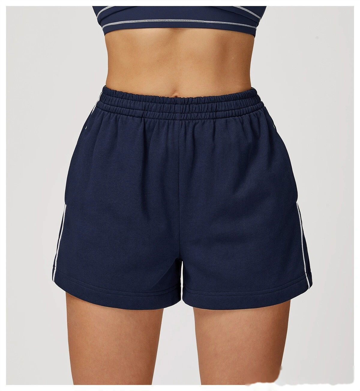 Customized contrast sports shorts, high waist, loose pocket pants, outdoor leisure and comfortable shorts. - allni detail