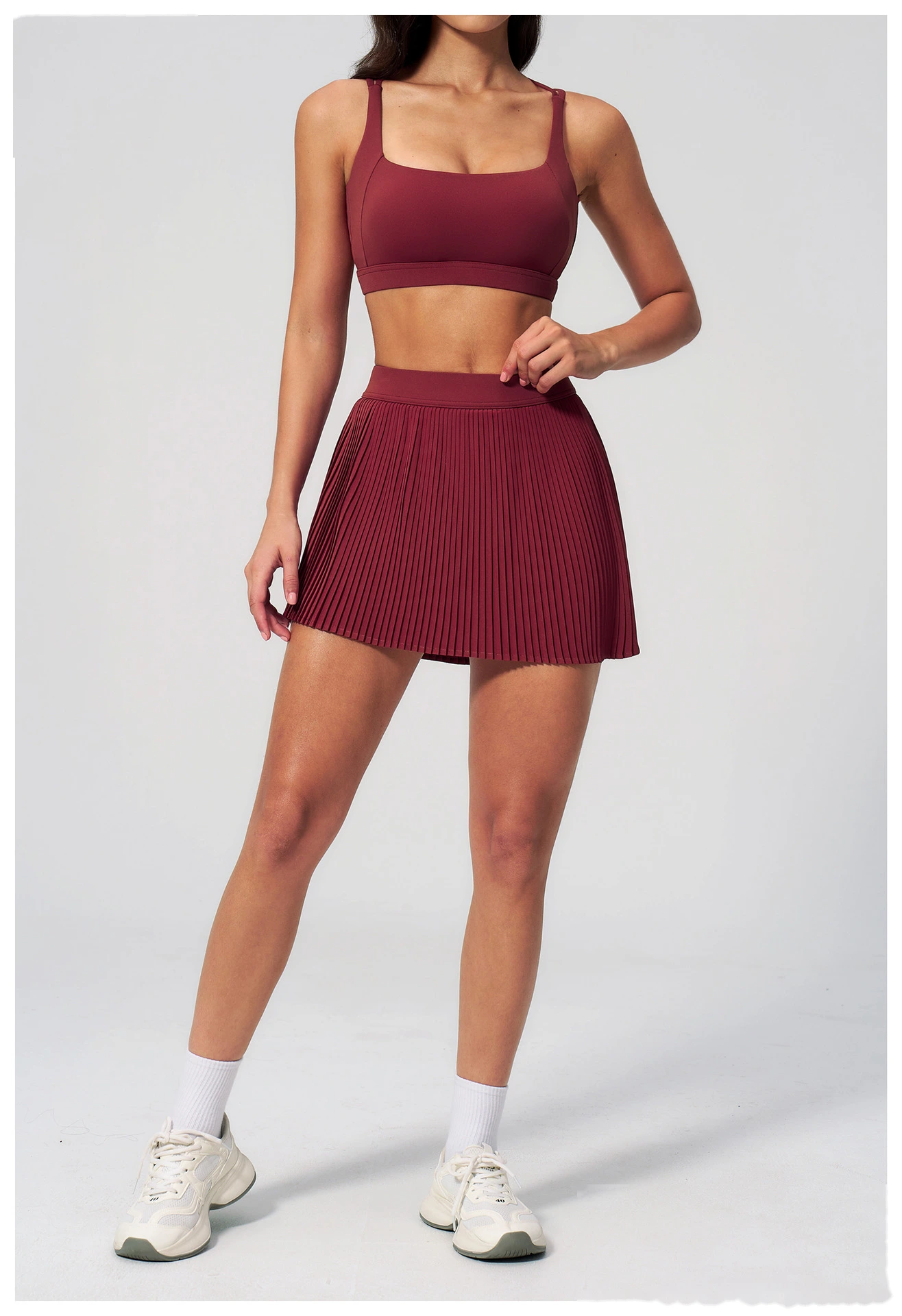 Women's Yoga Outfit Set, Sexy Beauty Back Sports Bra and Quick Dry Fitness Tennis Skirt Workout Suit detail