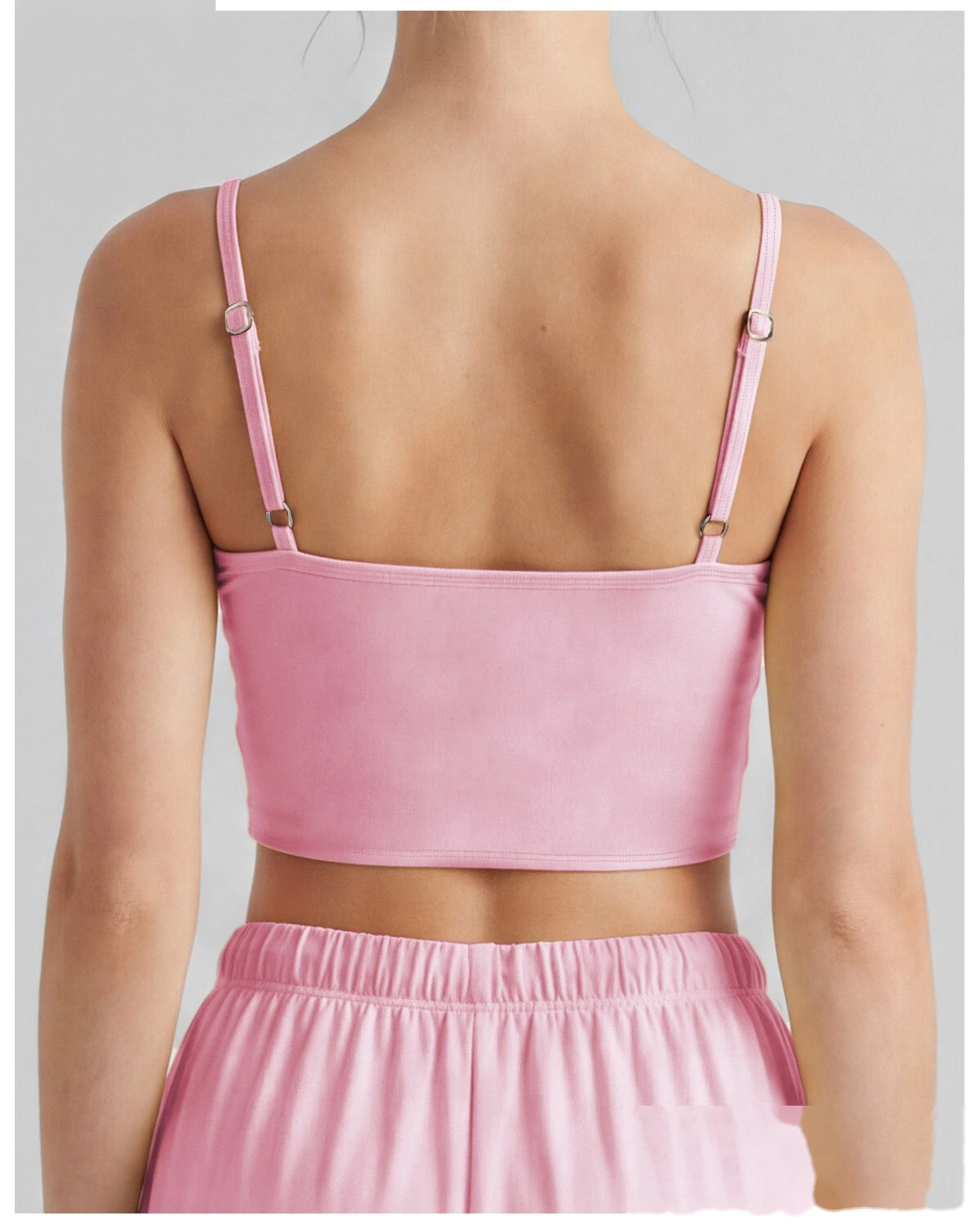 Color Block Fake Two-Piece Sports Tank, Thin Strap Beauty Back Yoga Cami with Padded Cups for Pilates Training detail