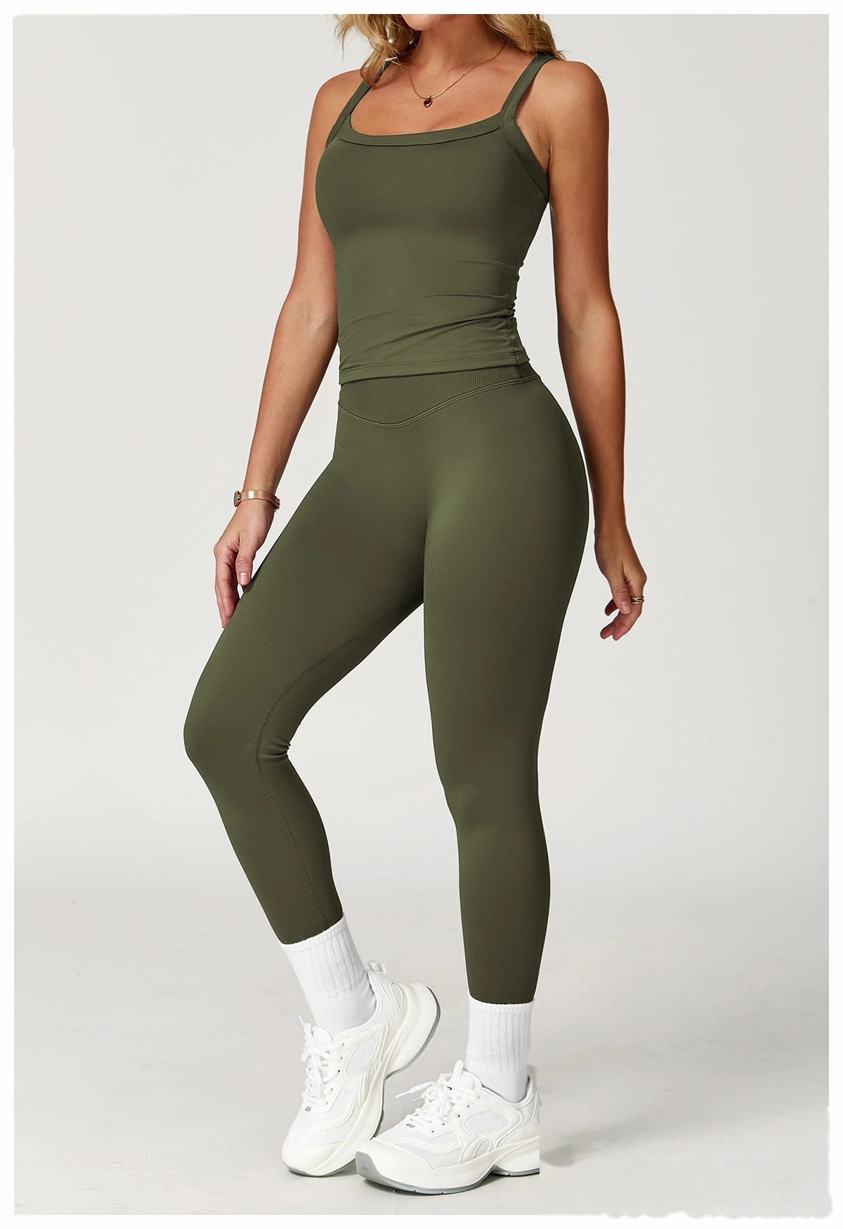 Europe and the United States hip seamless yoga pants cross high waist tights running fitness pants detail