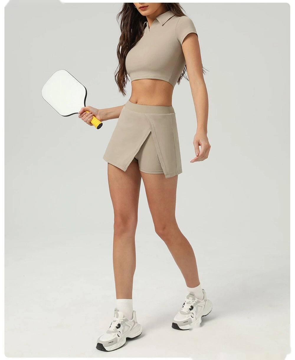 Ice sunscreen tennis T-shirt women's lapels new short sports casual shirt summer yoga fitness clothes detail
