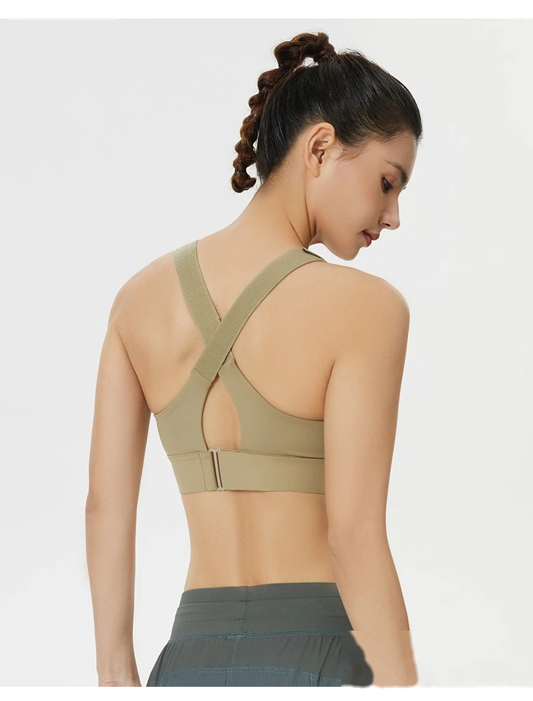 Womens zip sports bras high strength adjustable workout gym bra detail