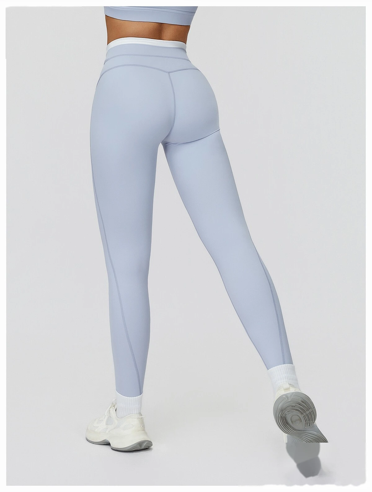 Customizable EU-US Athletic Leggings | Women's Ribbed High-Waist Contrast Tights, Yoga & Running detail