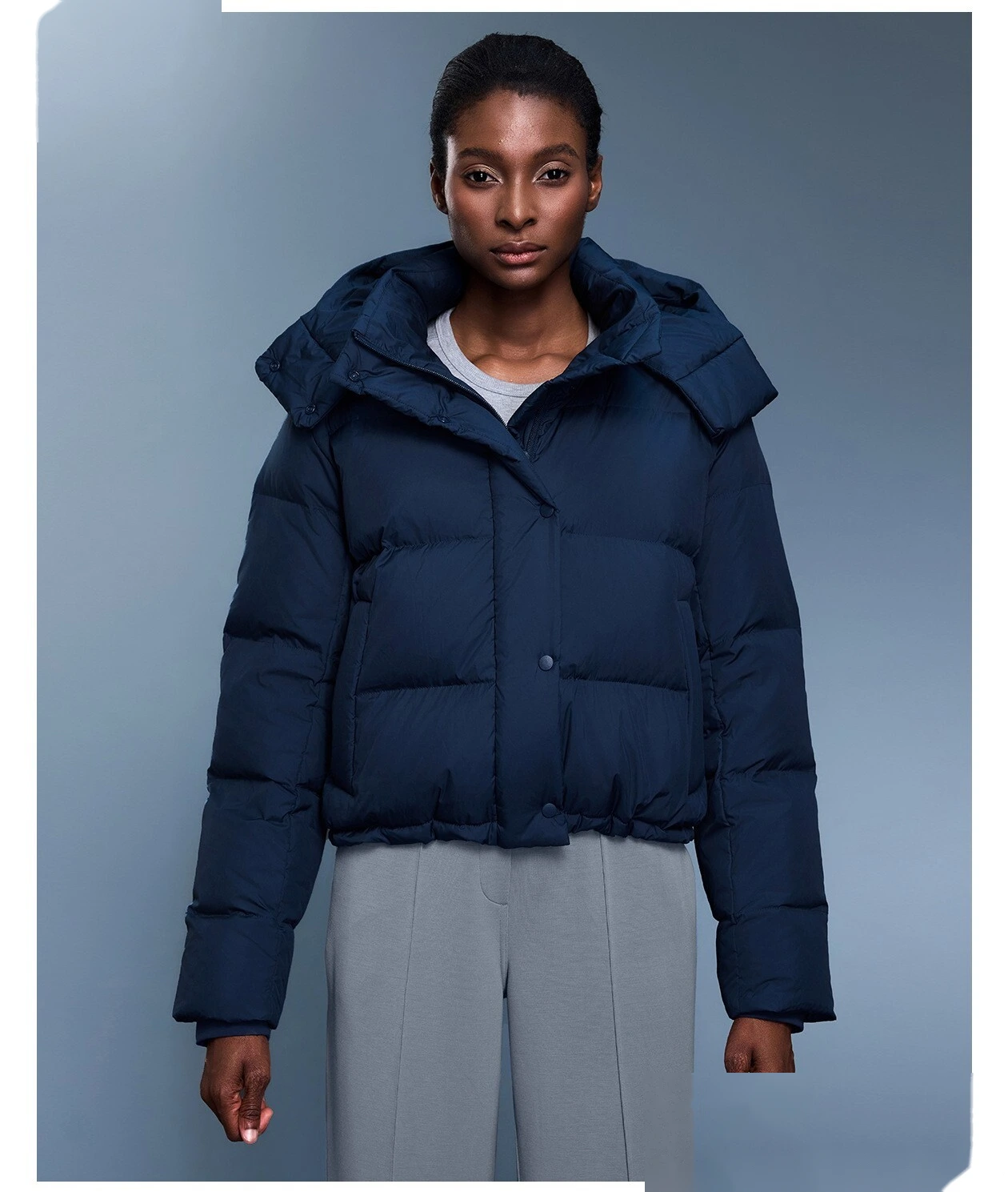 Customize the new winter detachable hooded thick warm loose fashion coat down jacket women. detail
