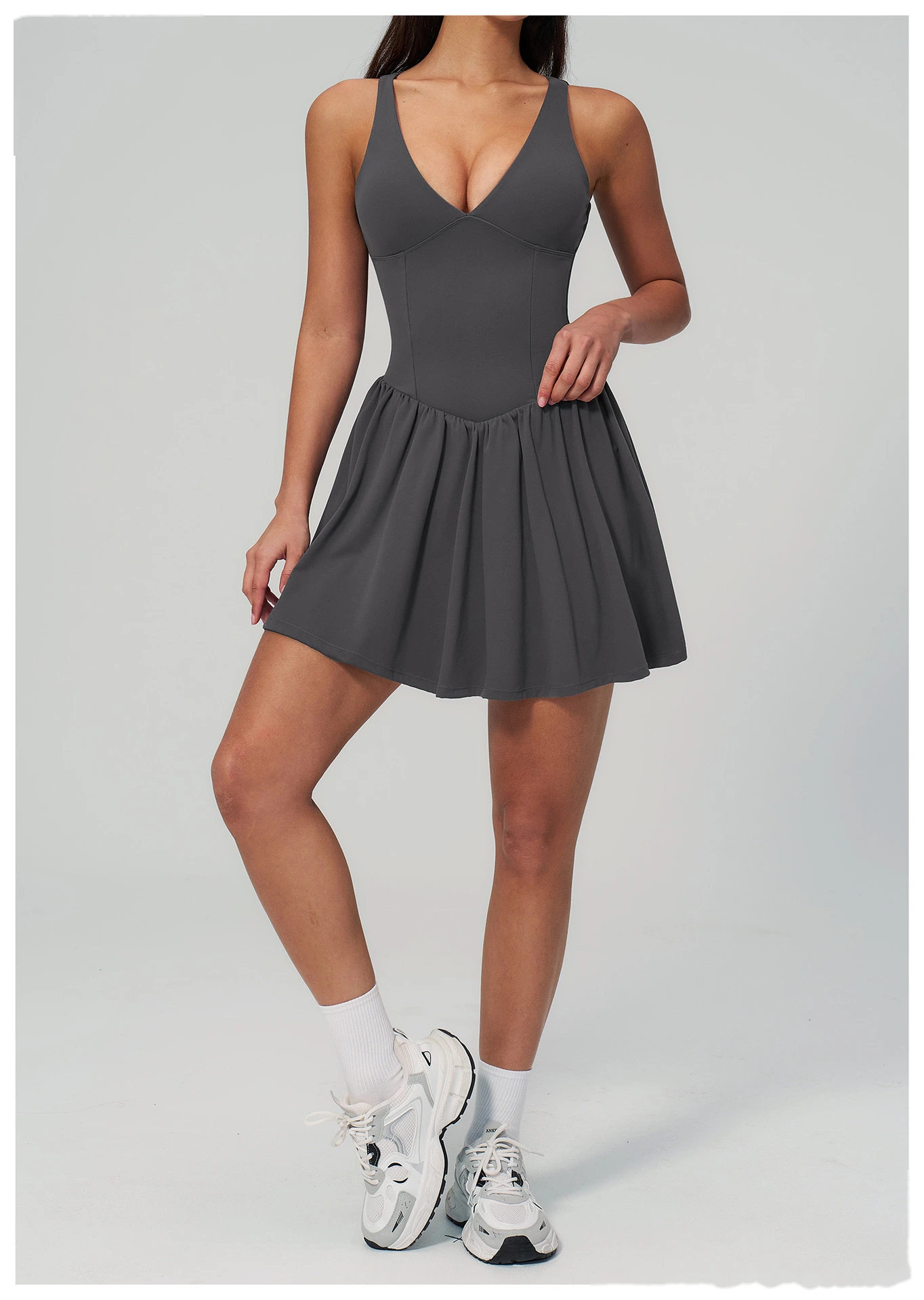 Women’s Custom Sports Tank Dress Sleeveless Slim Yoga Tennis Skirt Dress for Fitness Running Outdoor Activewear detail