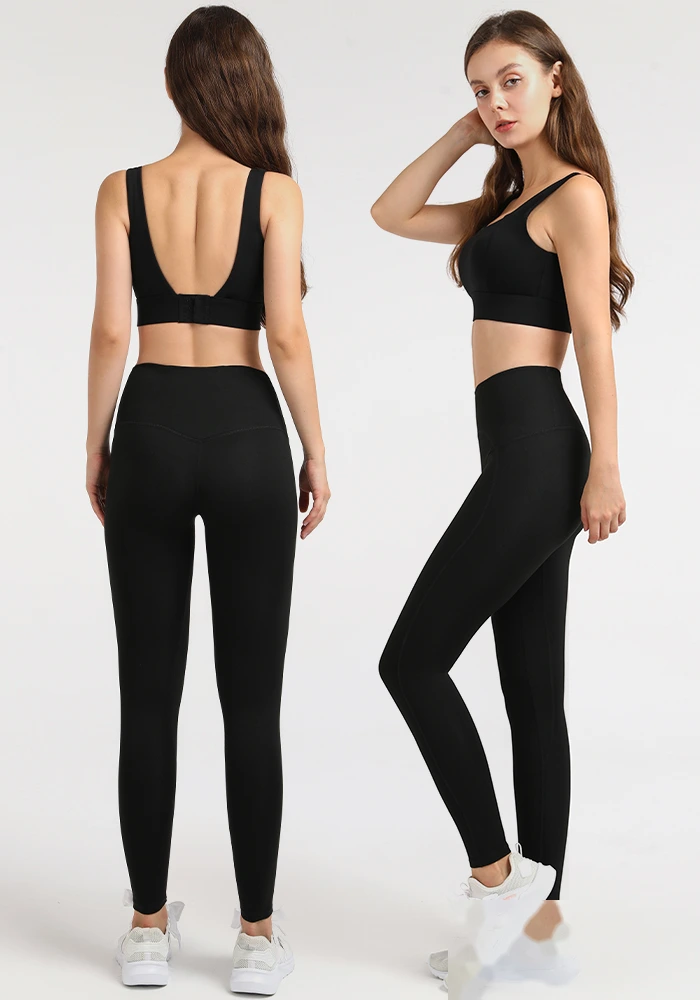 Womens high waisted leggings tummy control slimming yoga pants detail