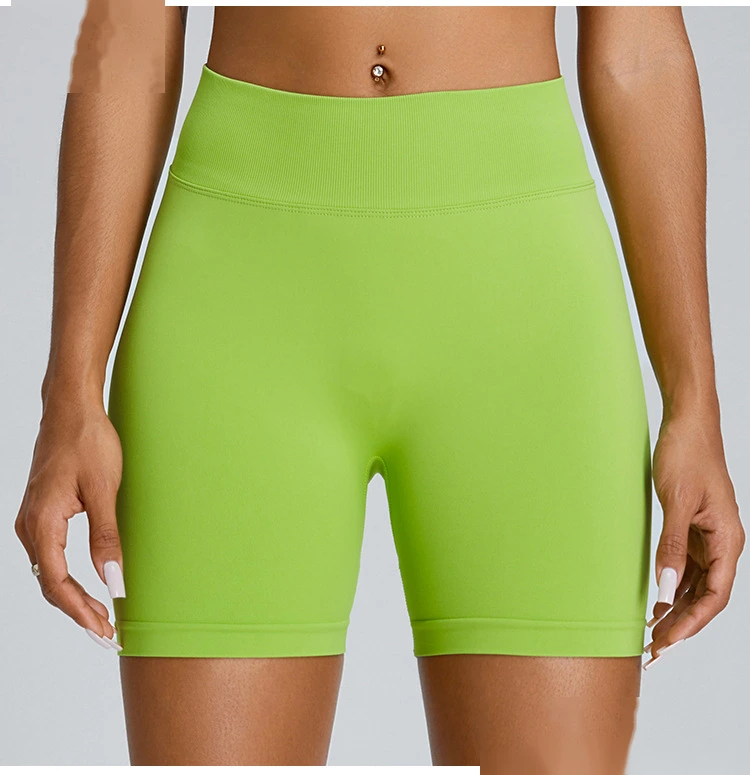 Seamless yoga shorts women's three-point high waist sweatpants nude quick-drying fitness yoga clothes - allni detail