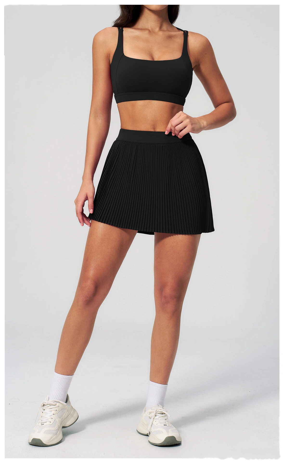 Women's Yoga Outfit Set, Sexy Beauty Back Sports Bra and Quick Dry Fitness Tennis Skirt Workout Suit detail