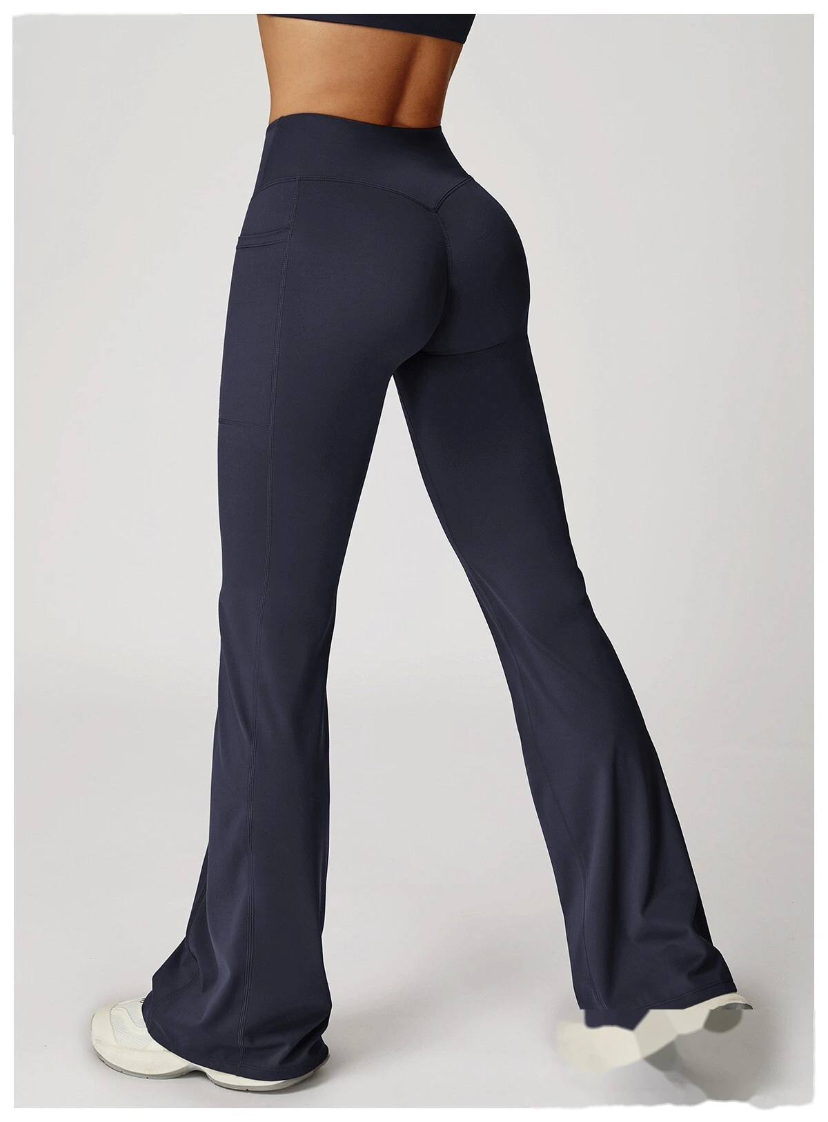 Custom Crossover Waist Yoga Leggings for Women - High-Waisted High-Stretch Micro-Flare Pants, Outdoor Sports Gym Running detail