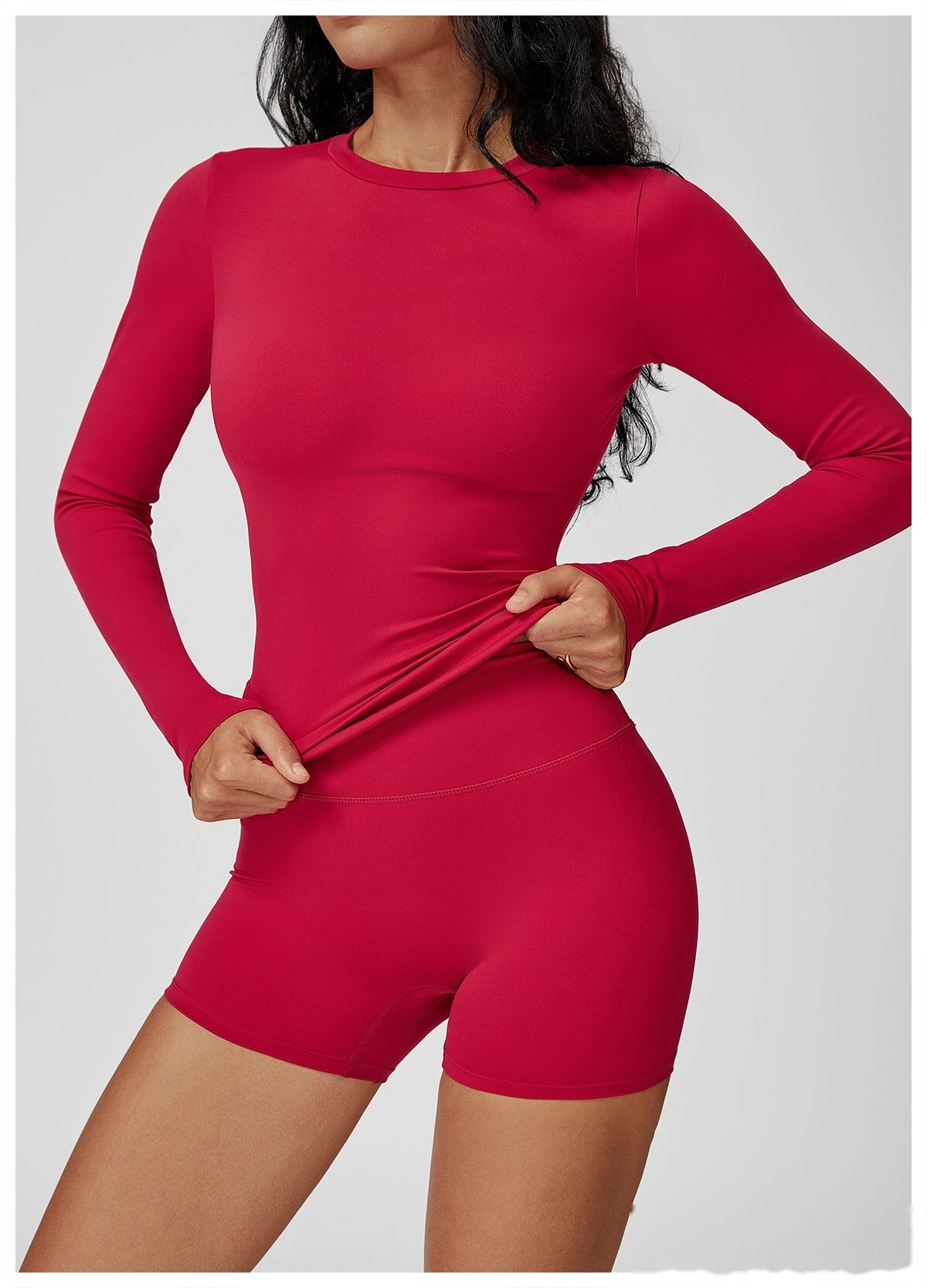 Custom-made women's fashion comfortable high-elastic yoga fitness tight T-shirt detail