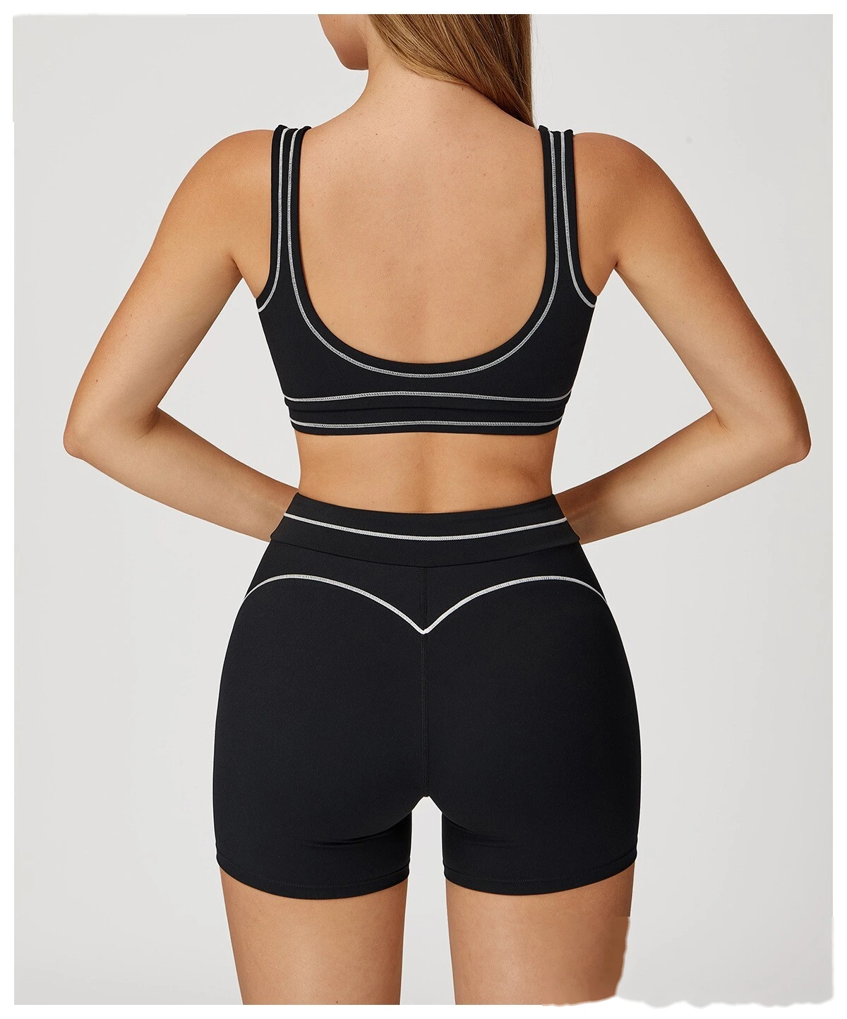 Customized contrast sanding yoga bra U-back sports bra running fitness yoga clothes detail
