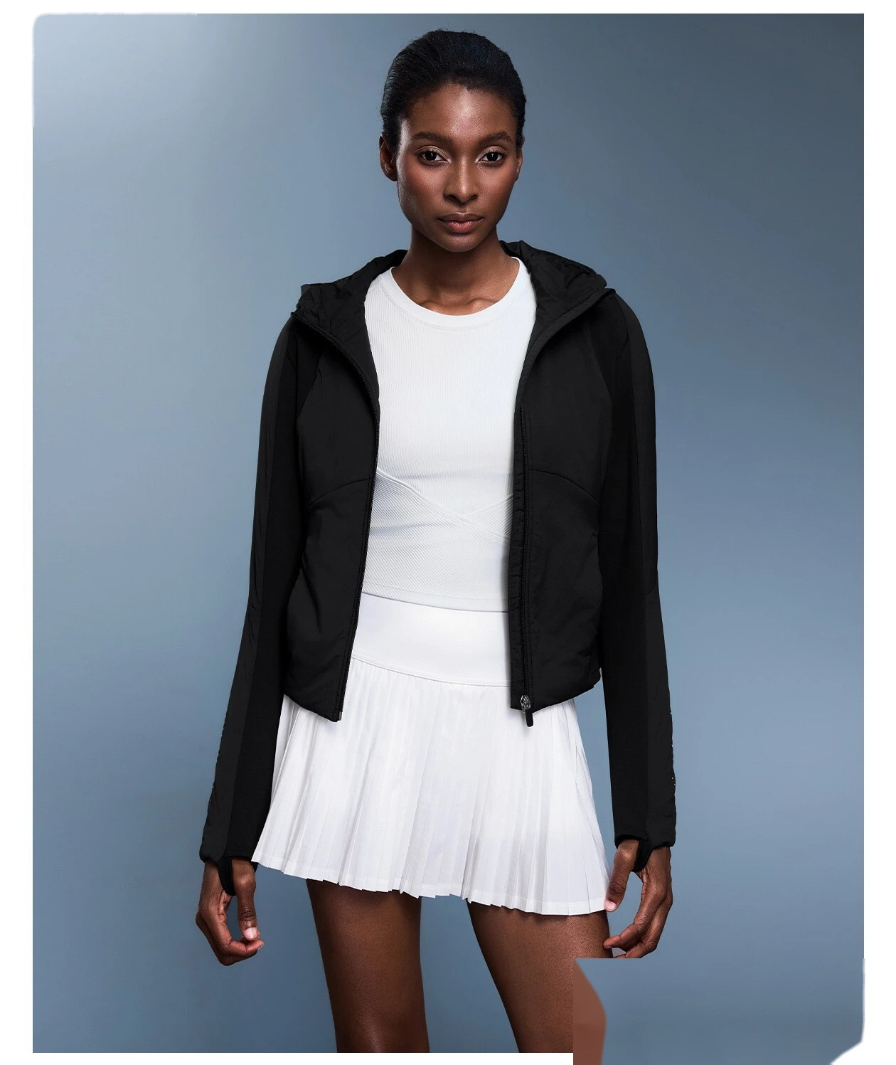 Customized autumn and winter ladies' thin cotton-padded clothes slim and slim plus cashmere cardigan sports hooded coat detail
