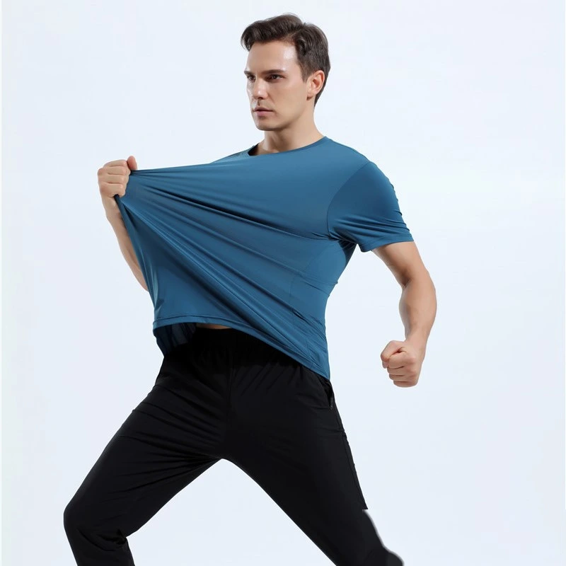 Custom mens quick-drying breathable elastane sports t-shirts detail