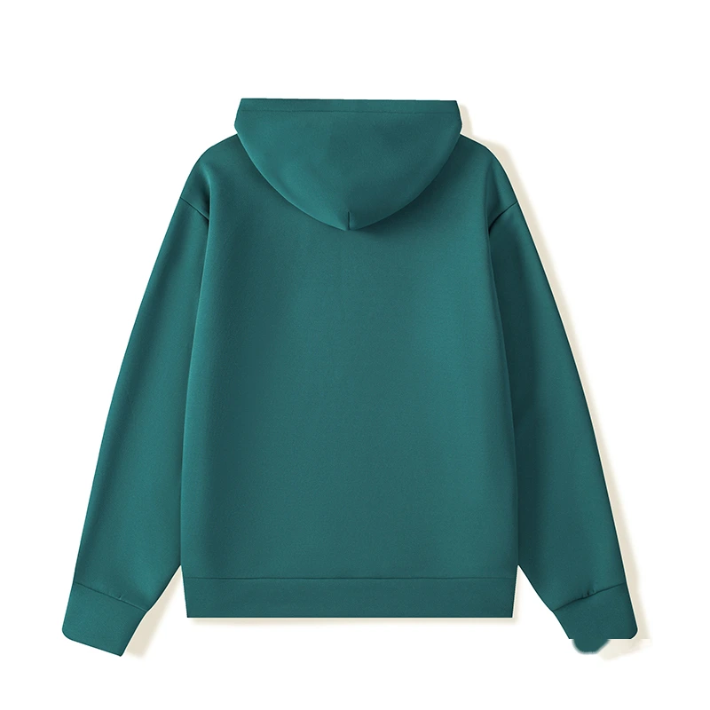 Fall/winter pullover sports hooded sweater solid color pocket loose long sleeve leisure trend air layer sweater detail