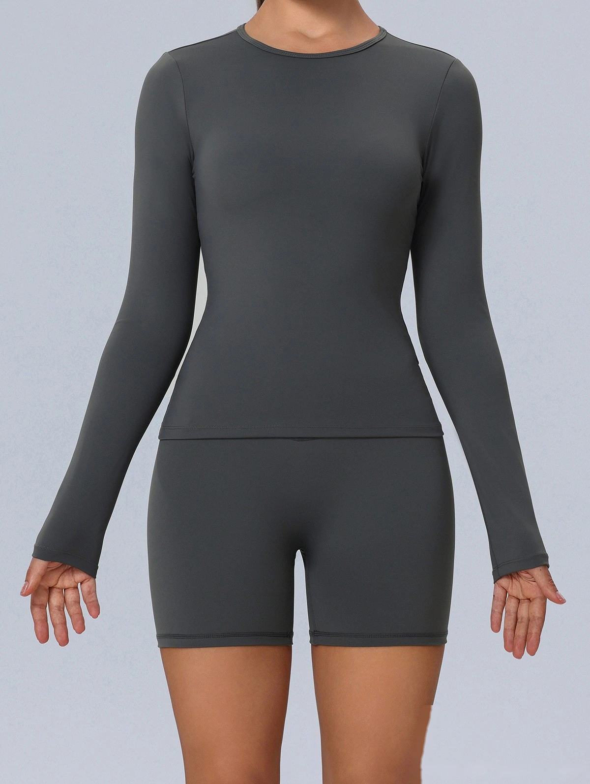 Customize tight-fitting long-sleeved yoga clothes for women's outdoor running T-shirts and elastic fitness clothes tops detail