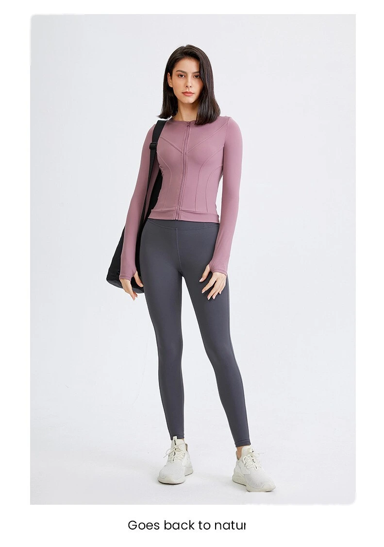 Custom-made sports coat female slim tight elastic yoga clothes top long sleeve running training fitness clothes detail