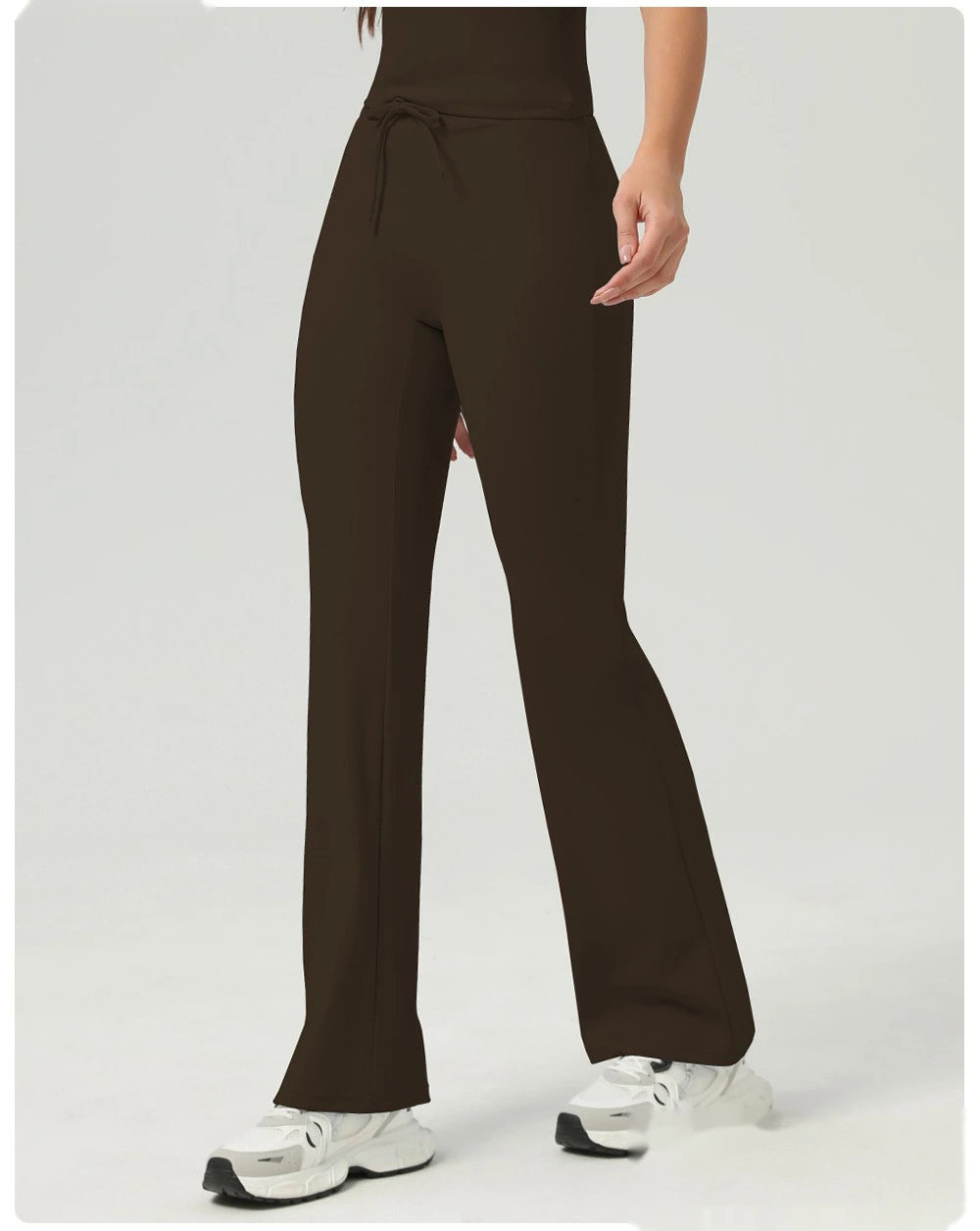 Hip-lifting yoga bell-bottoms fitness exercise wide-leg micro-pants high waist drawstring quick-drying yoga pants detail