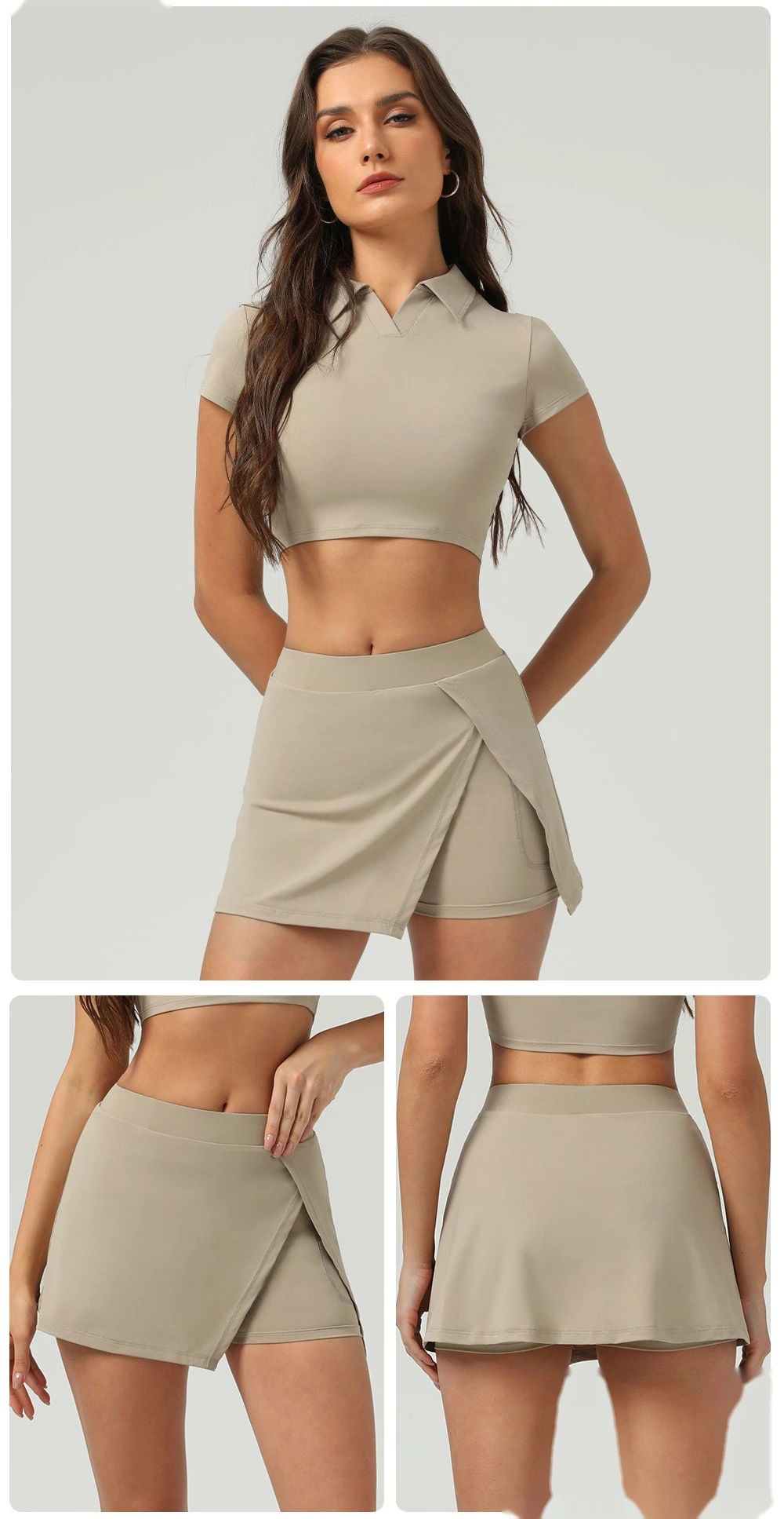 Sun-proof tennis skirt, ice sports, open skirt pants, summer running fitness tennis anti-exposure sports skirt detail