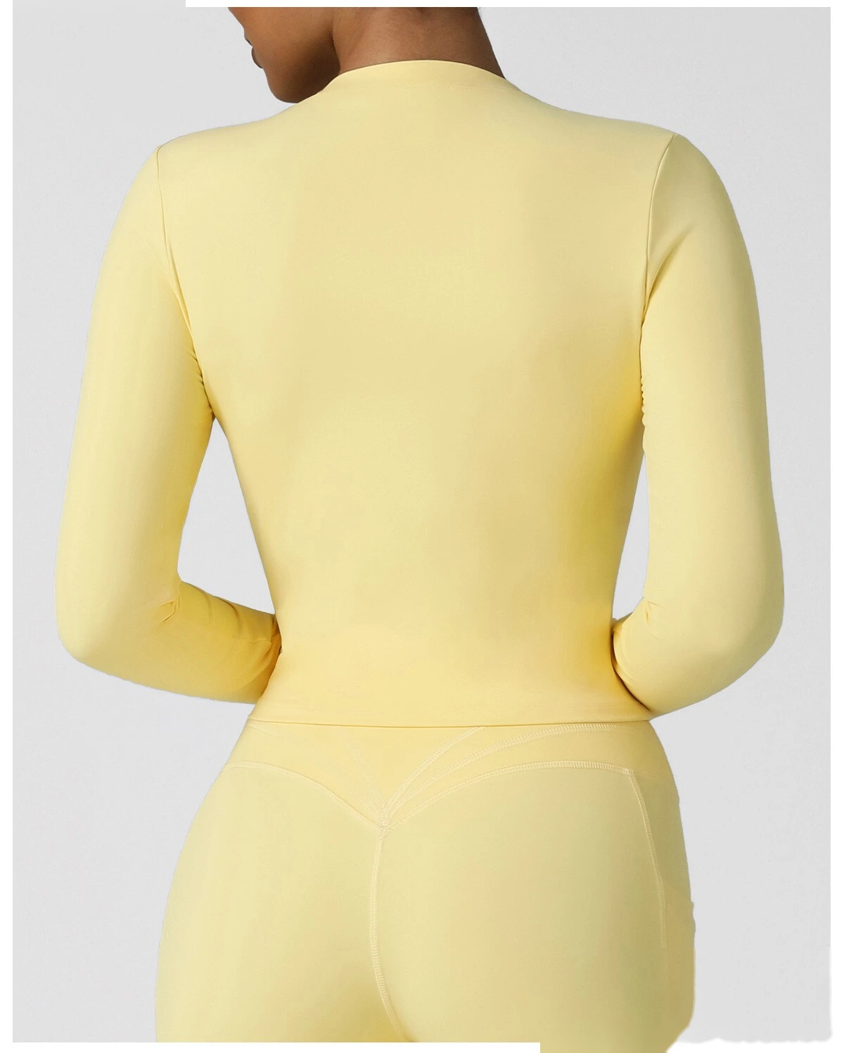 Customized autumn tight high elastic round neck long sleeve T-shirt running outdoor sports yoga top woman detail