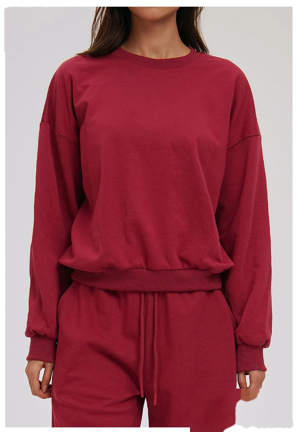 Bulk Custom Crew Neck Sweatshirts | Loose Fit Long Sleeve Casual Tops for Fall Winter Outdoor Running detail