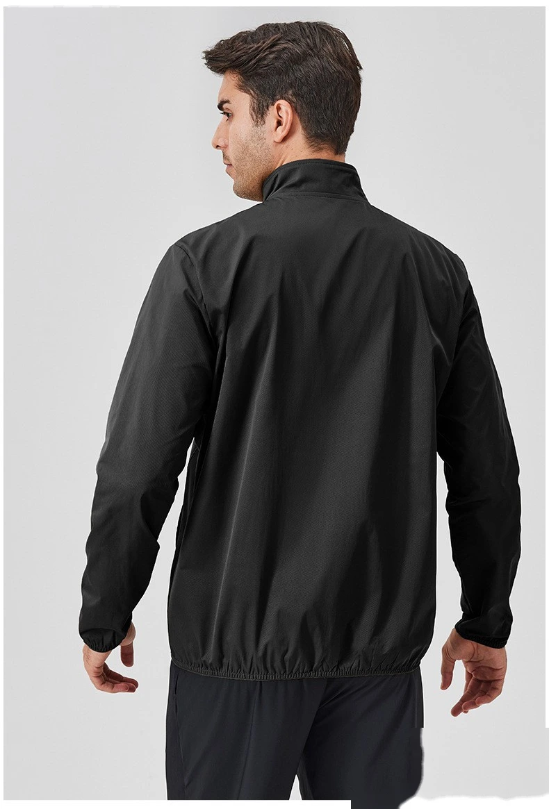 Custom autumn and winter sports coat stand collar zipper jacket outdoor windproof long sleeve cardigan running fitness detail