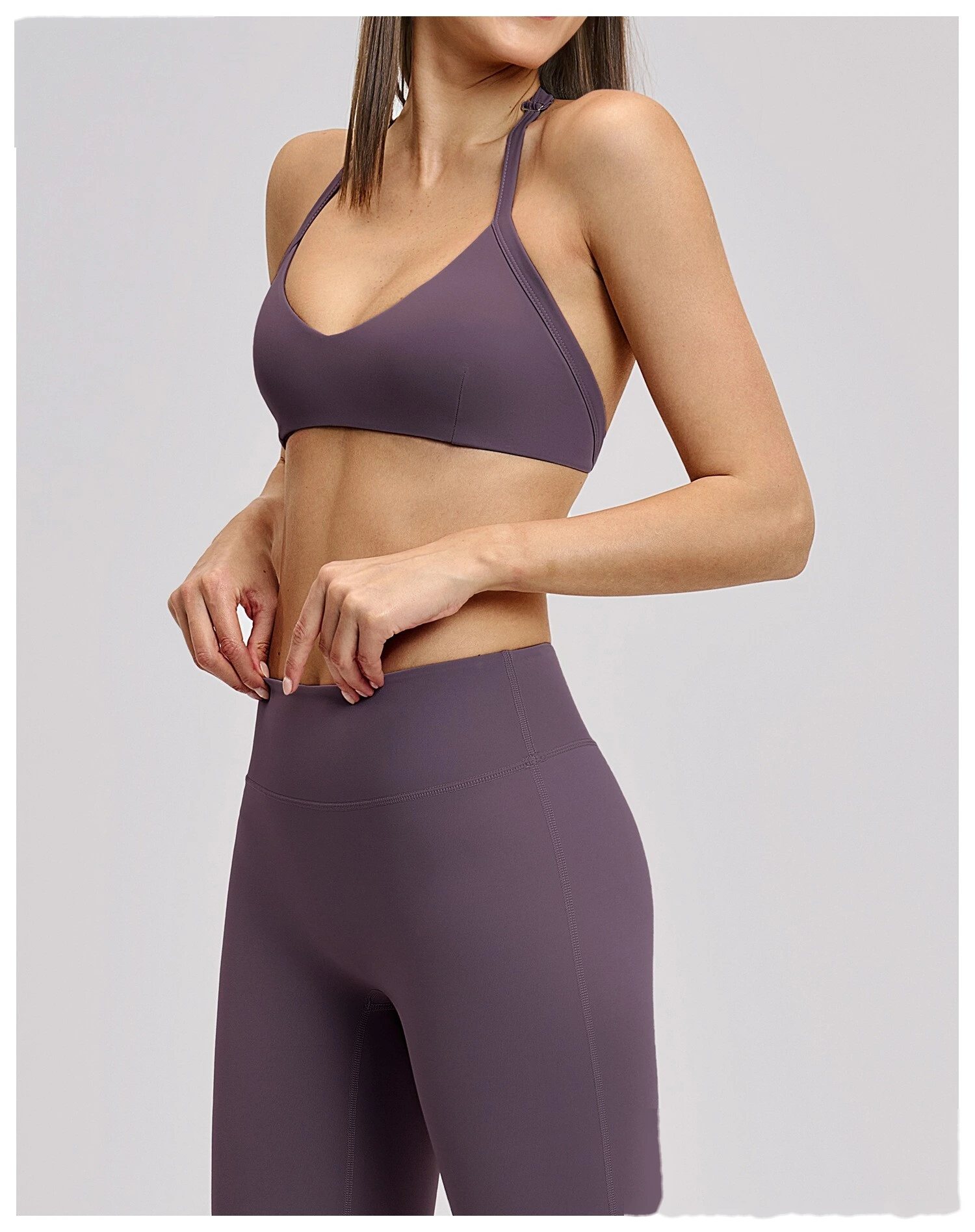 Women’s Custom Long Sleeve V-Neck Cropped Yoga Top Outdoor Fitness Workout Running Active Set detail