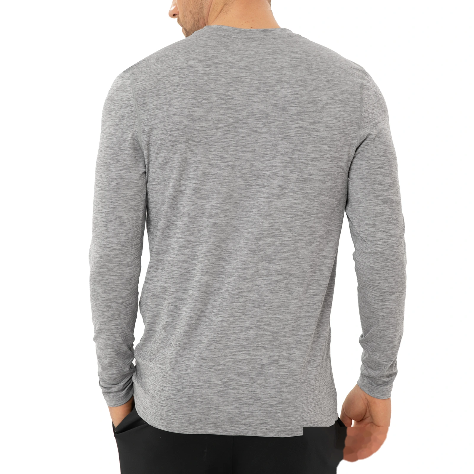 UPF outdoor men's running fitness training sunscreen quick-drying breathable round neck long sleeve T-shirt detail