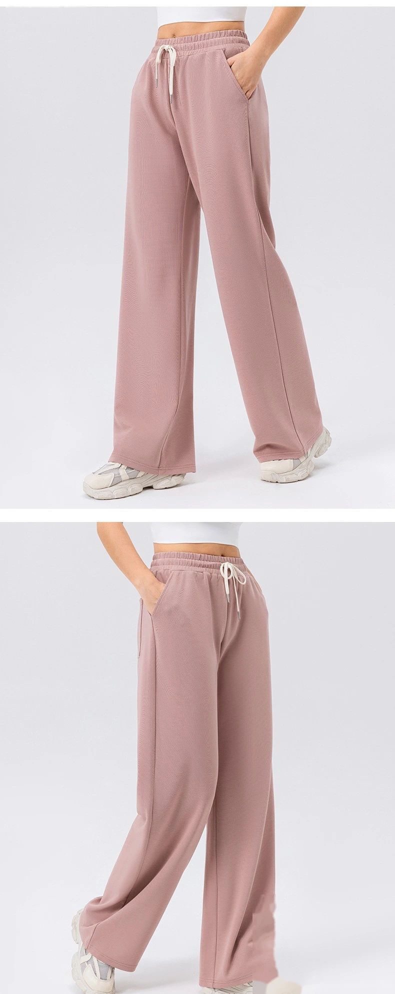 Custom autumn and winter wide-leg leisure sports pants women's high waist loose outdoor running fitness pants detail