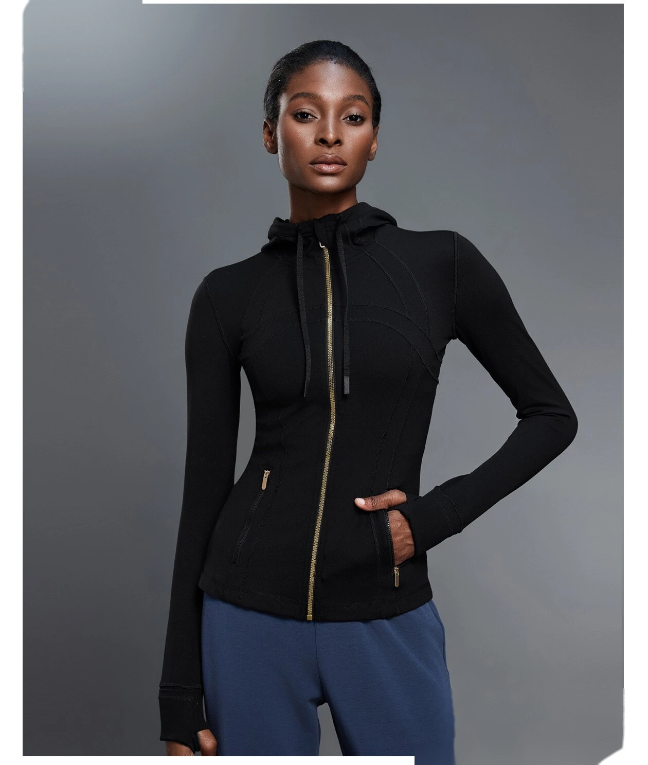 Custom Women's Yoga Jacket, Slim-Fit Hooded Cardigan, Long Sleeve Running & Fitness Outerwear detail