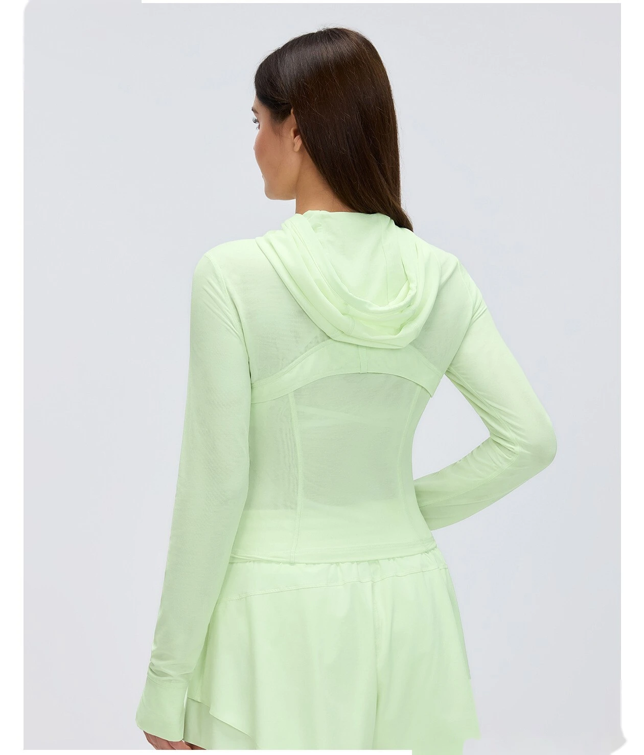 Custom Breathable Mesh Yoga Jacket - Women's Slimming Hooded Full-Zip Running Workout Fitness Jacket detail